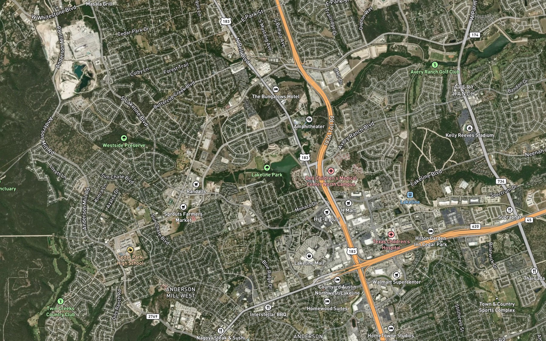 Satellite map of the Buttercup Creek