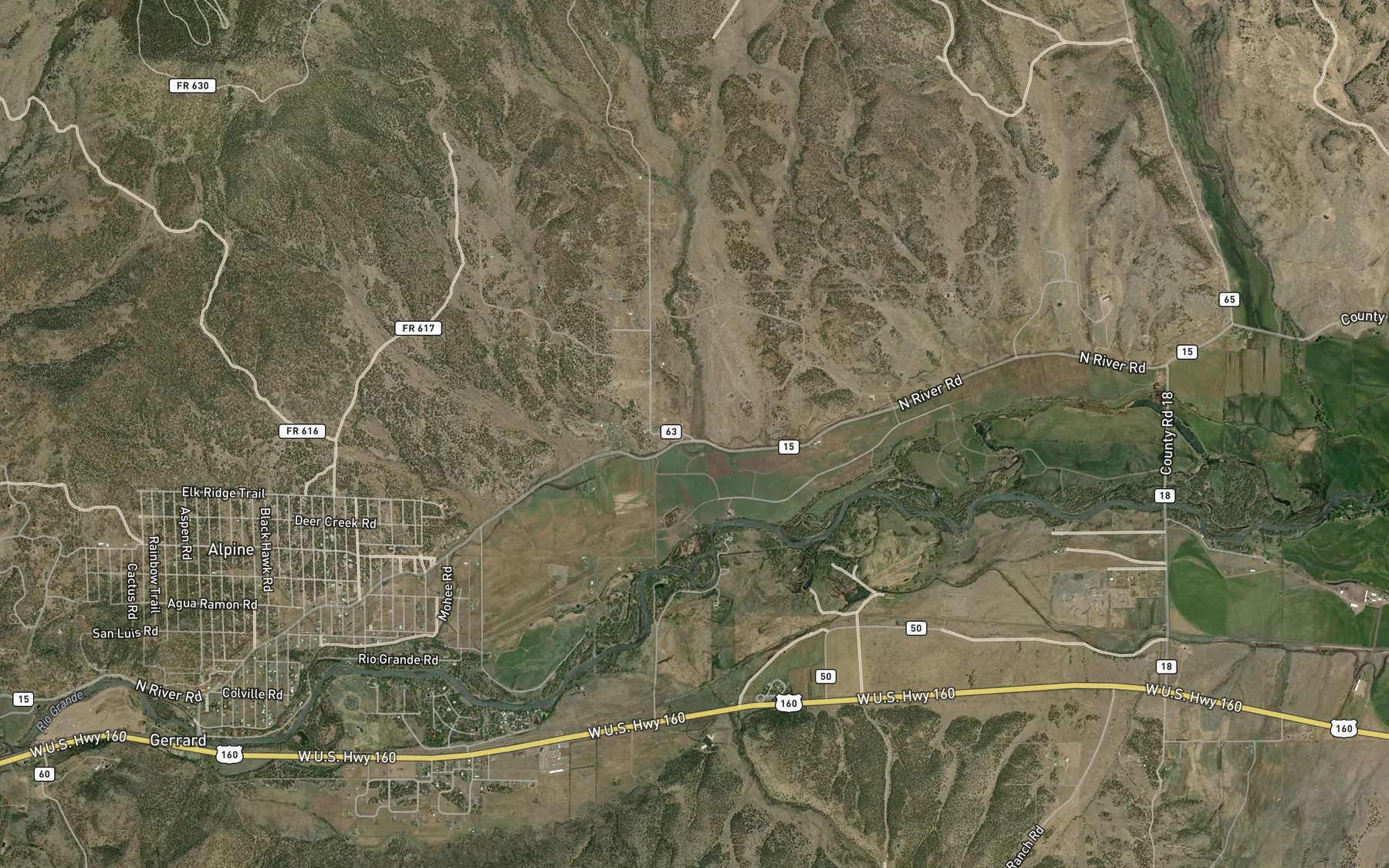 Satellite map of the Aqua Ramon Creek
