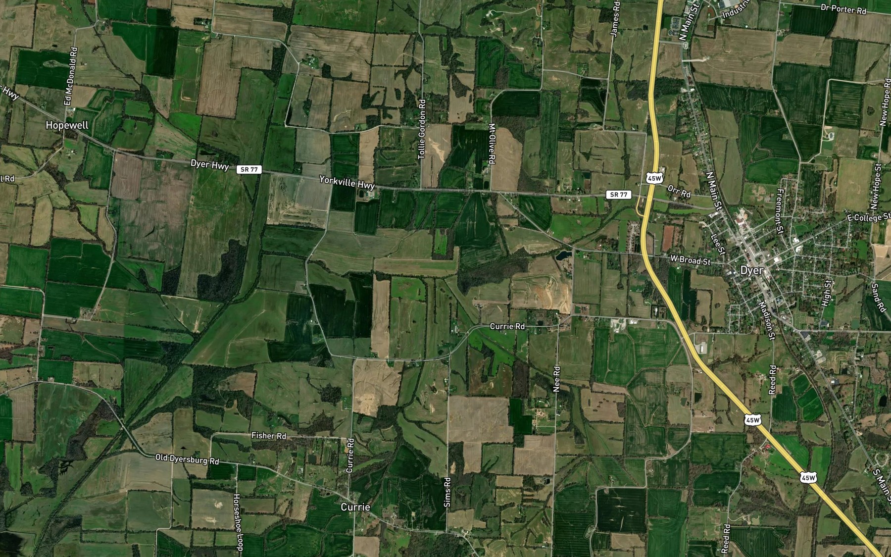 Satellite map of the Sand Creek