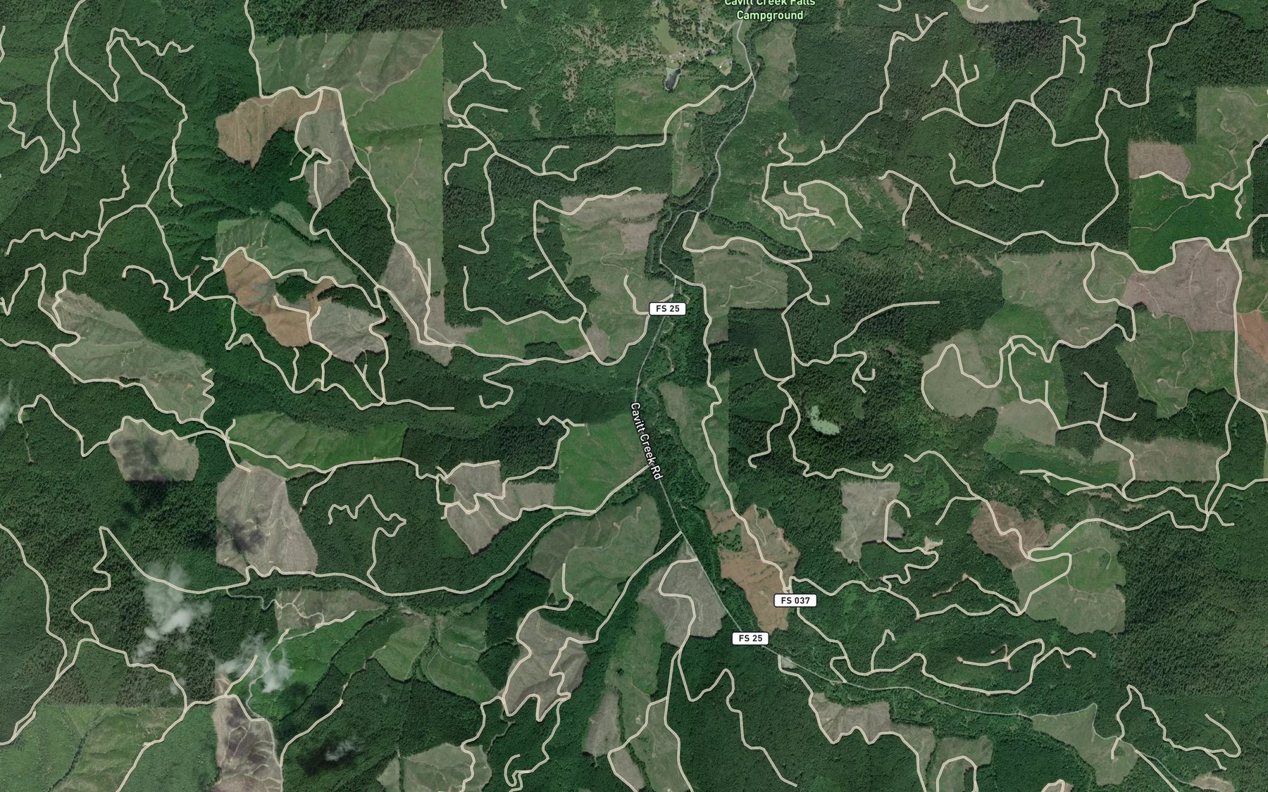 Satellite map of the Boulder Creek