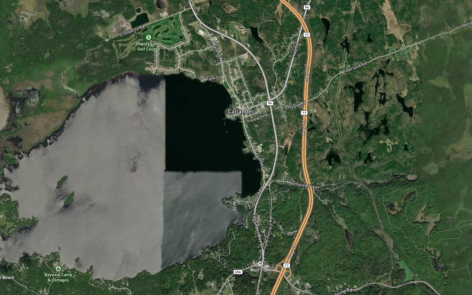 Satellite map of the Burford Creek