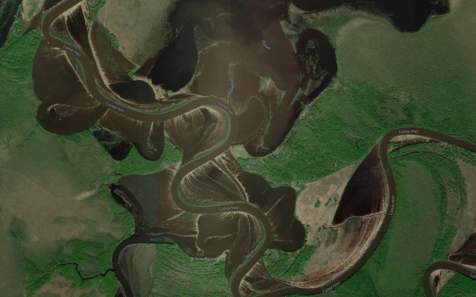 Satellite map of the Ponil