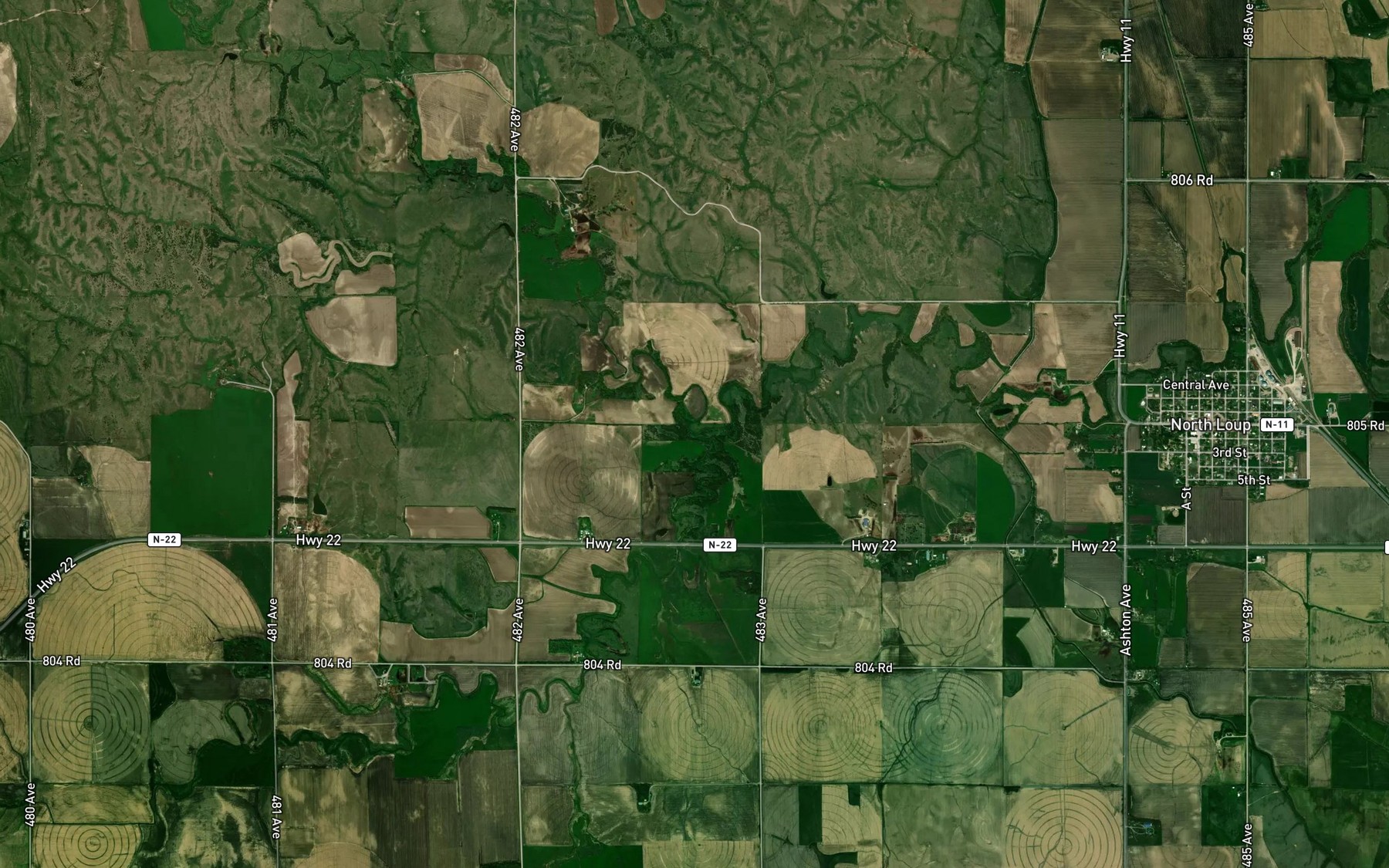 Satellite map of the South Branch Mira Creek