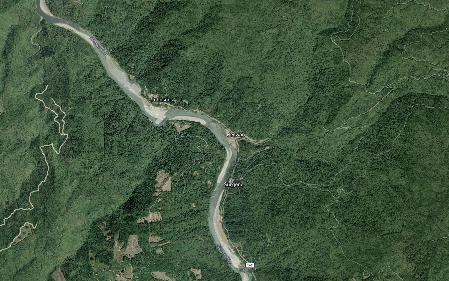 Satellite map of the Pecwan Creek
