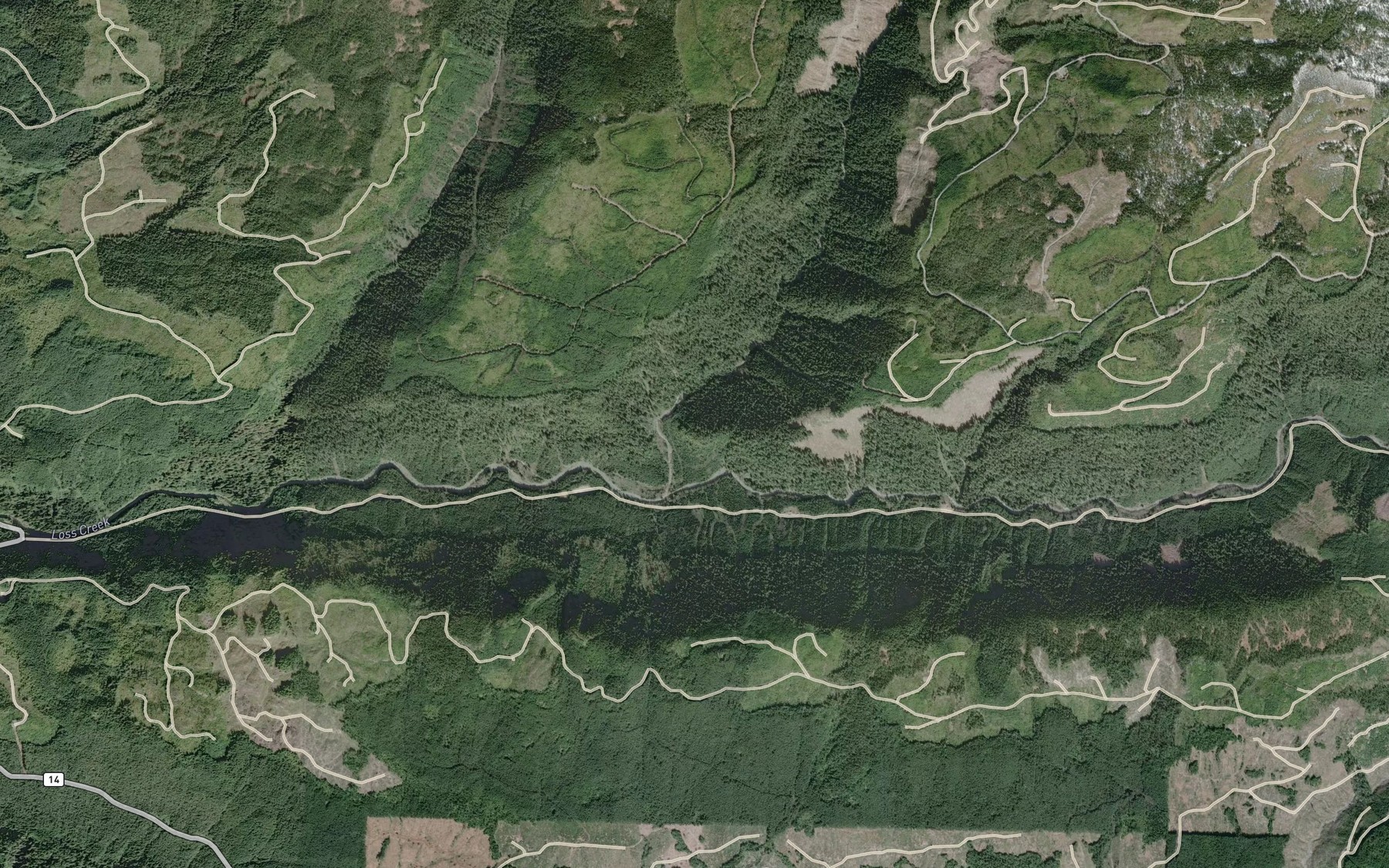 Satellite map of the Gain Creek
