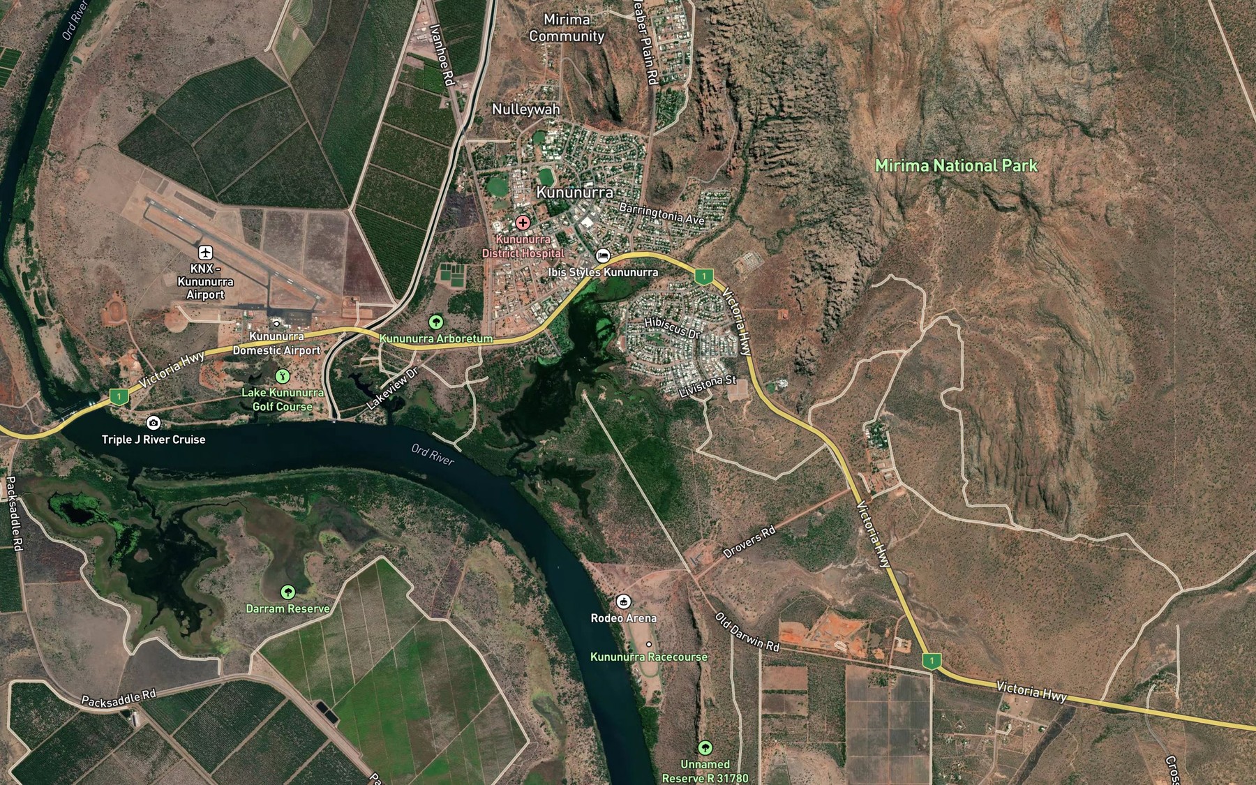 Satellite map of the Waddy Reach