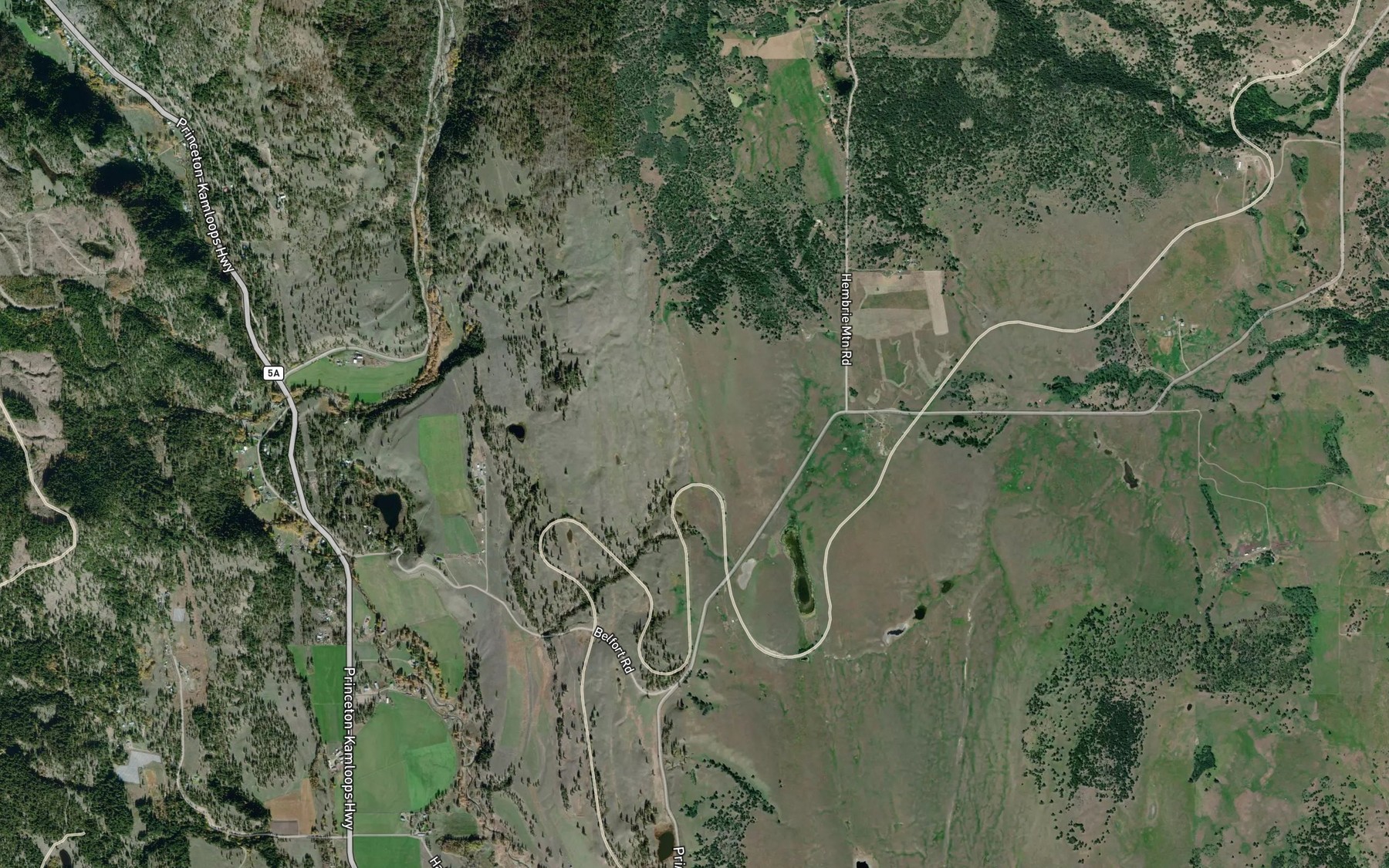 Satellite map of the Separation Lakes