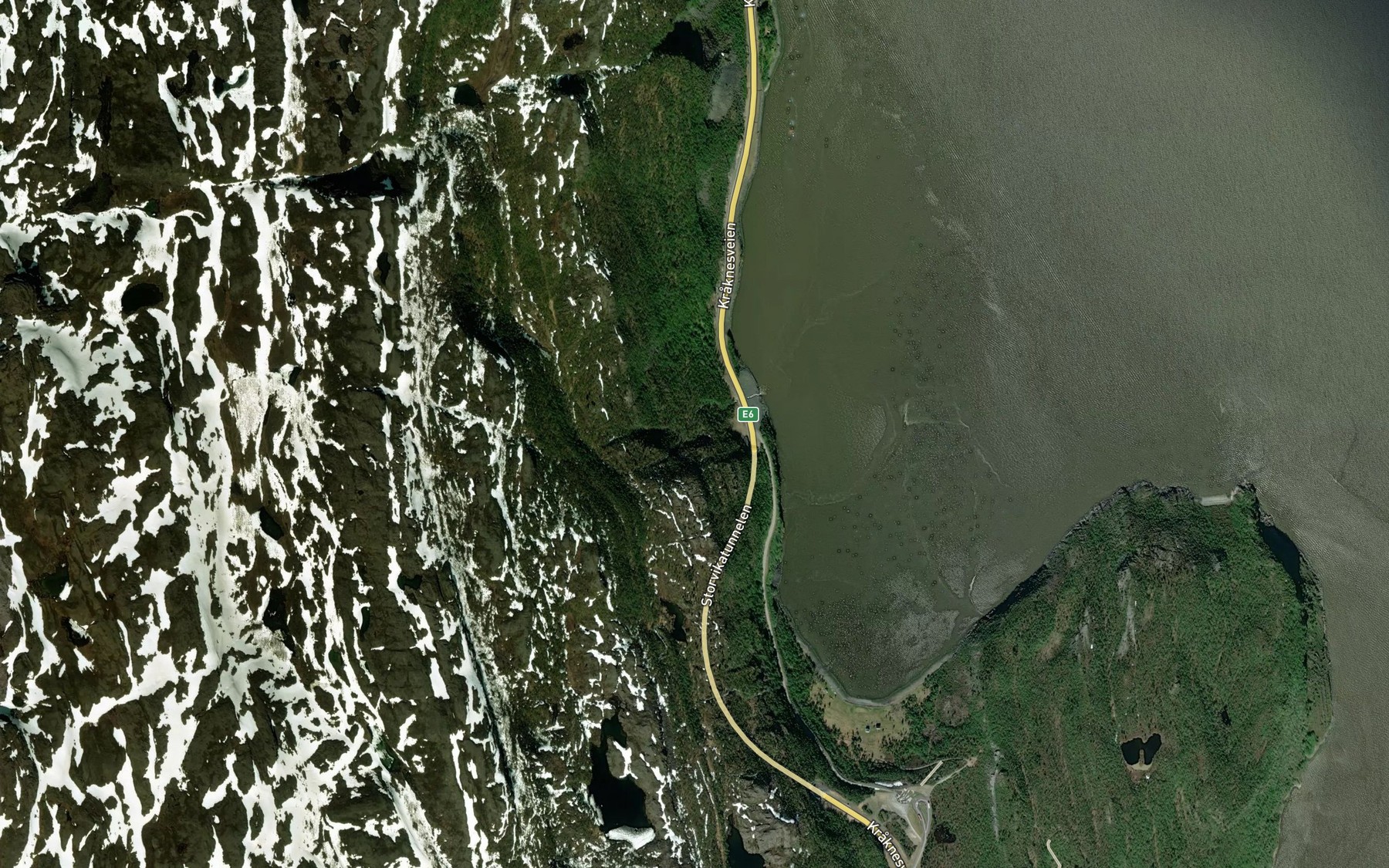 Satellite map of the Kidelva