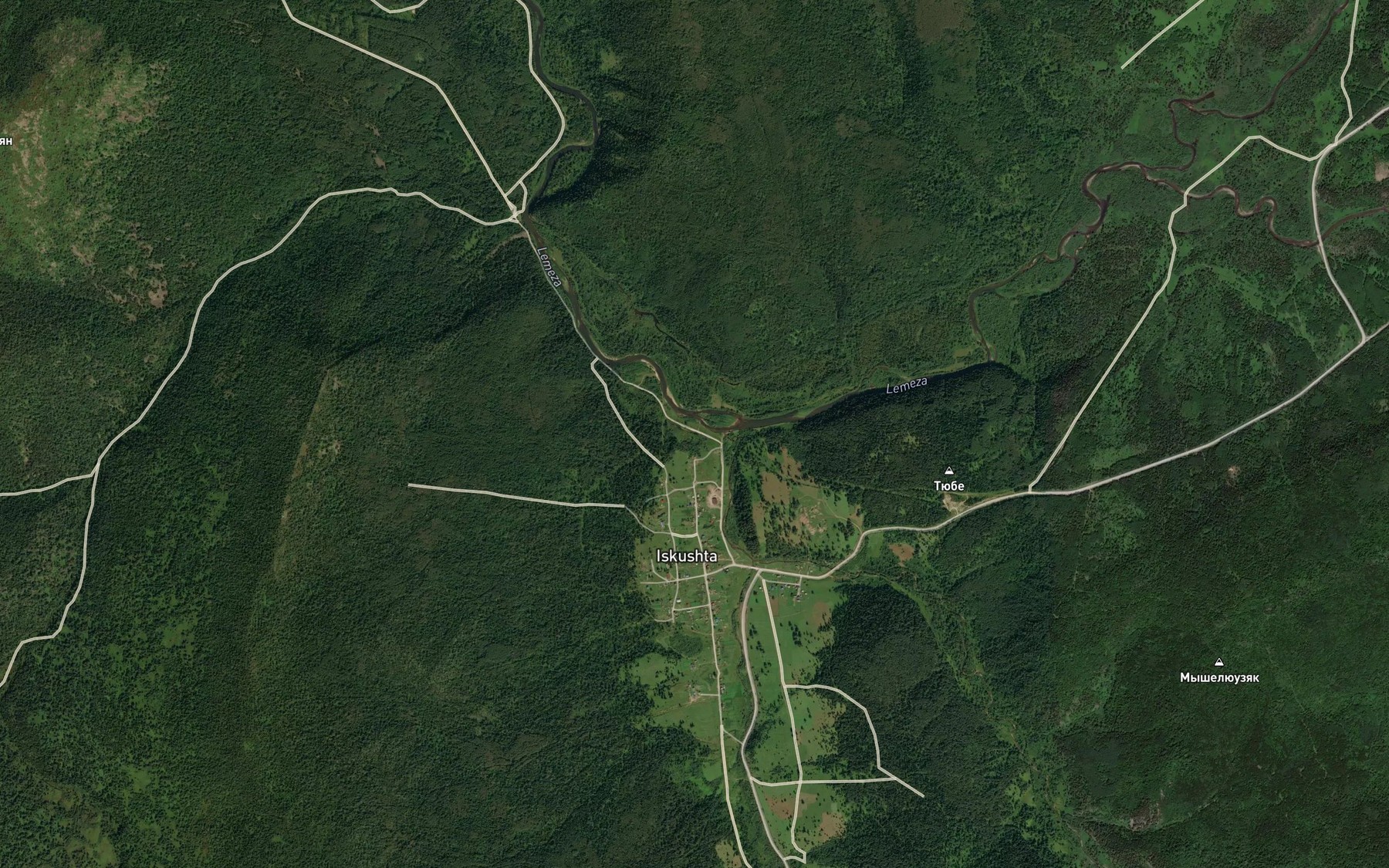 Satellite map of the Iskushta