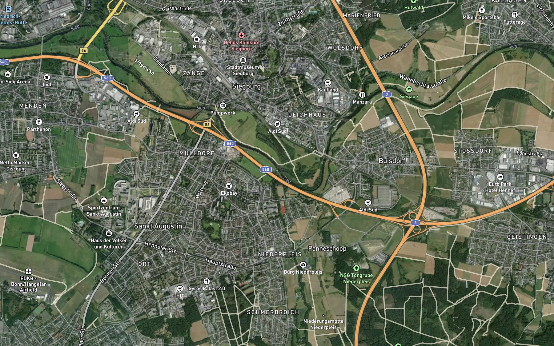 Satellite map of the Pleisbach