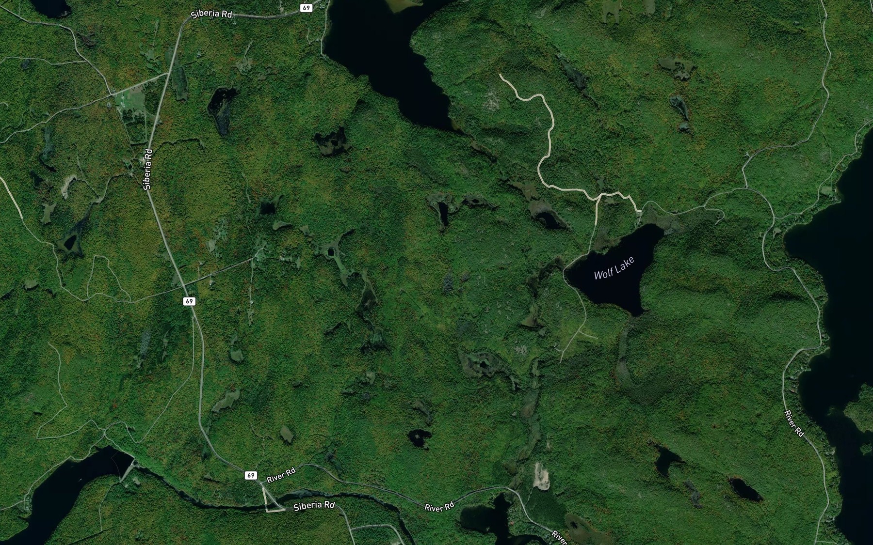 Satellite map of the Rose Pond