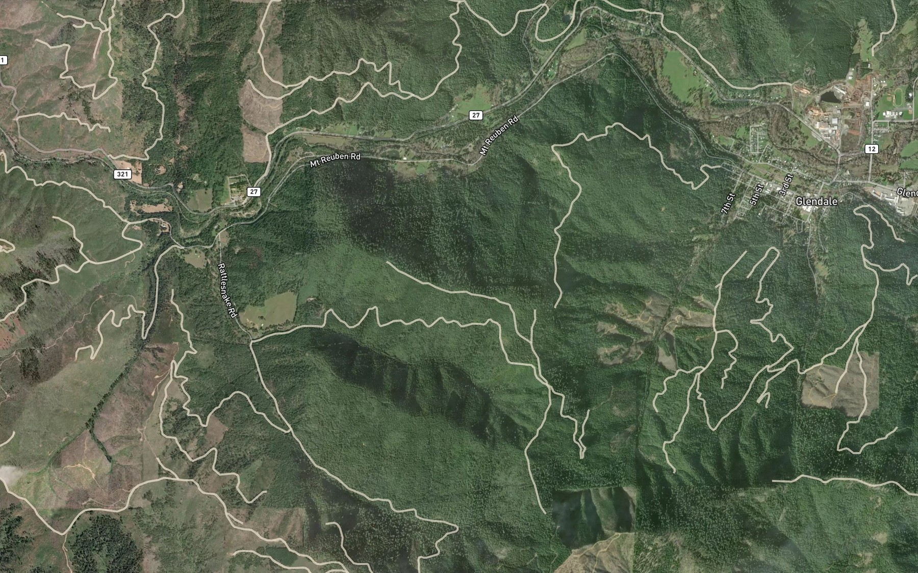 Satellite map of the Laundry Creek