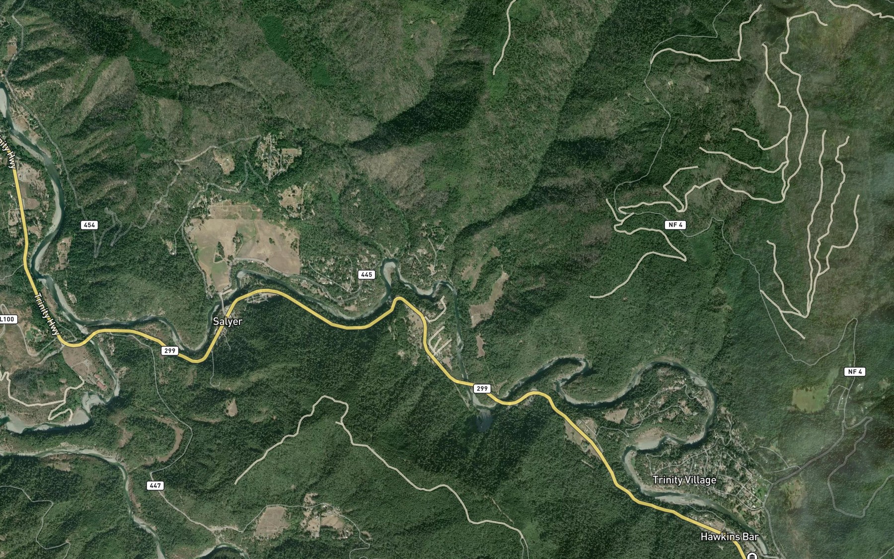 Satellite map of the Quinby Creek