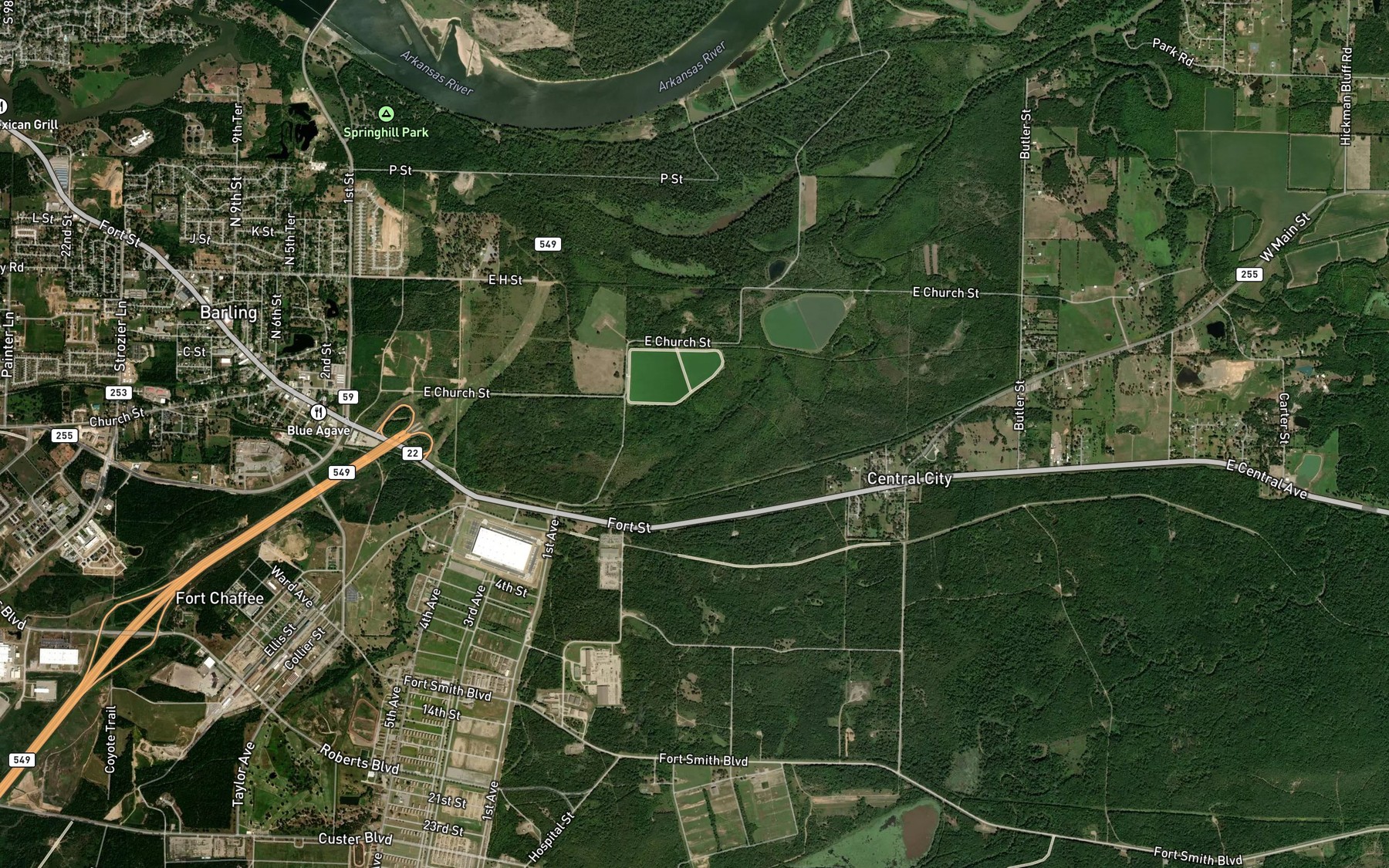 Satellite map of the Grayson Creek