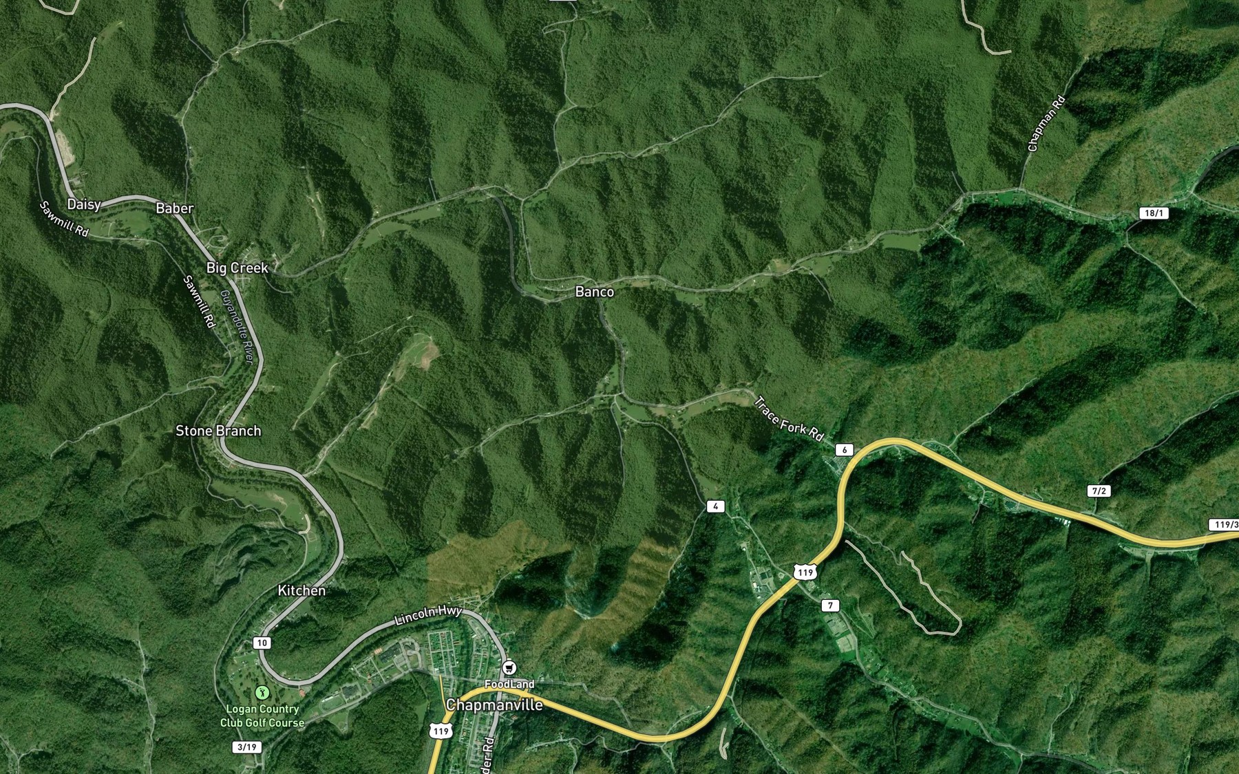 Satellite map of the Vickers Branch
