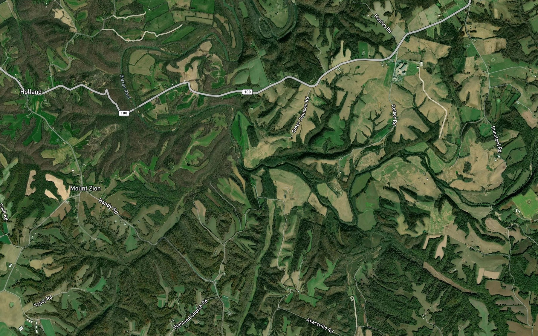 Satellite map of the Pinchgut Creek