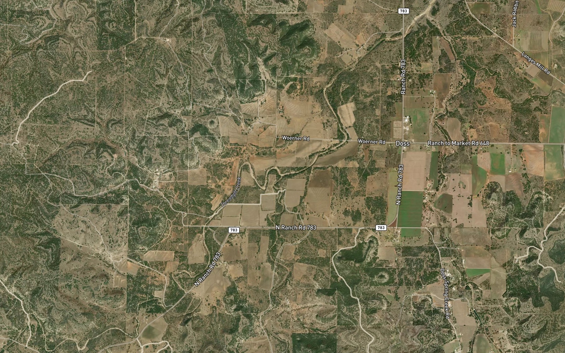 Satellite map of the Edwards Creek