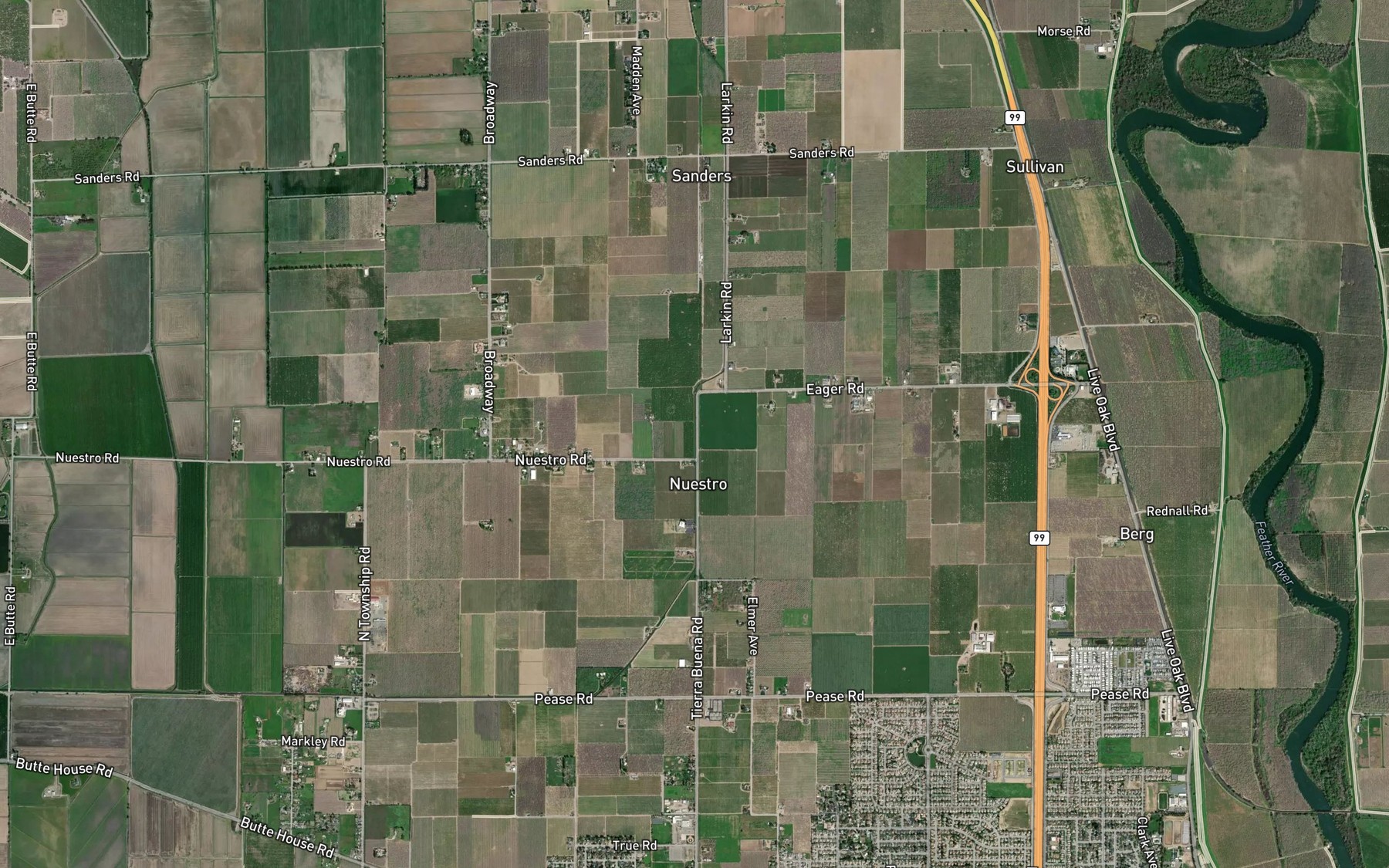 Satellite map of the Live Oak Canal
