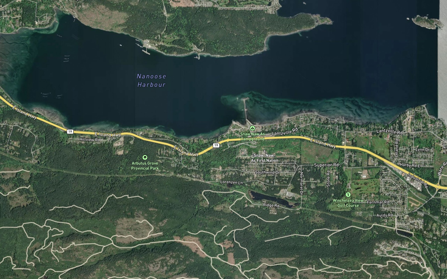 Satellite map of the Hardy Creek