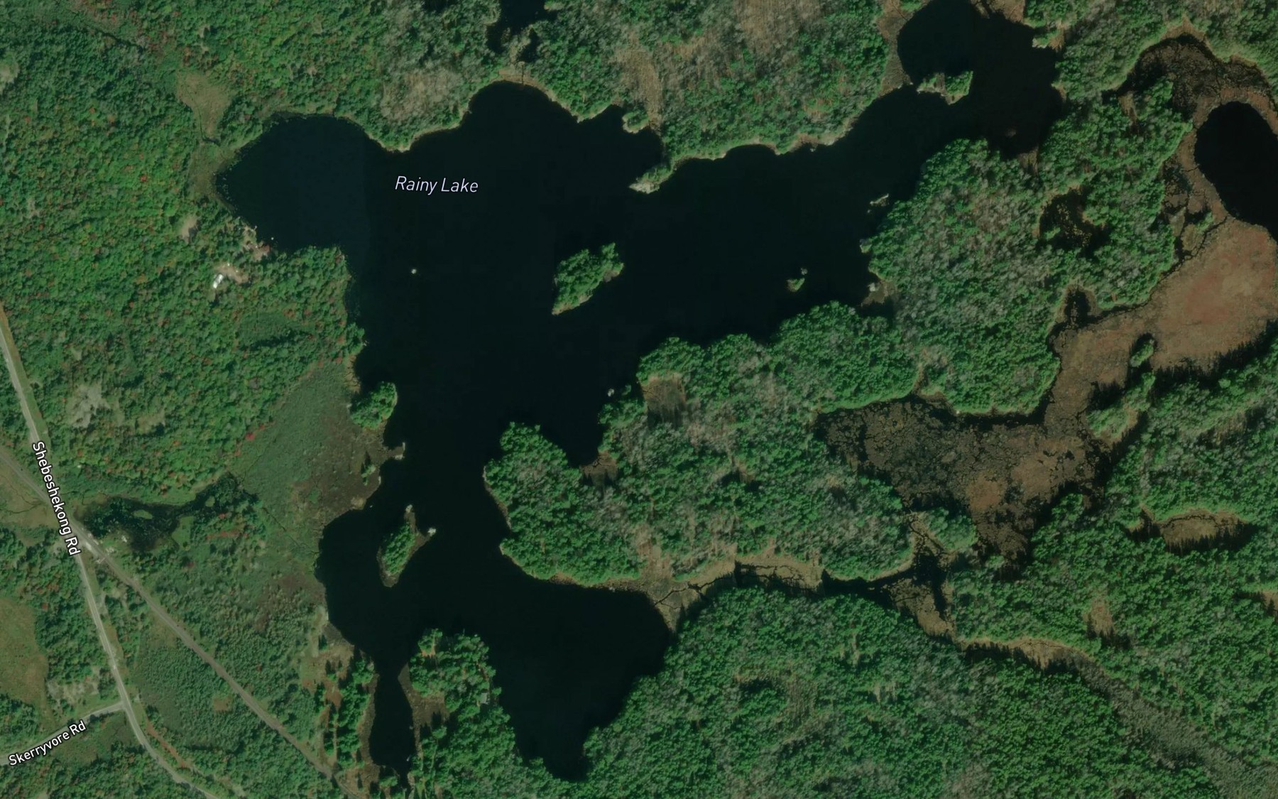 Satellite map of the Rainy Lake