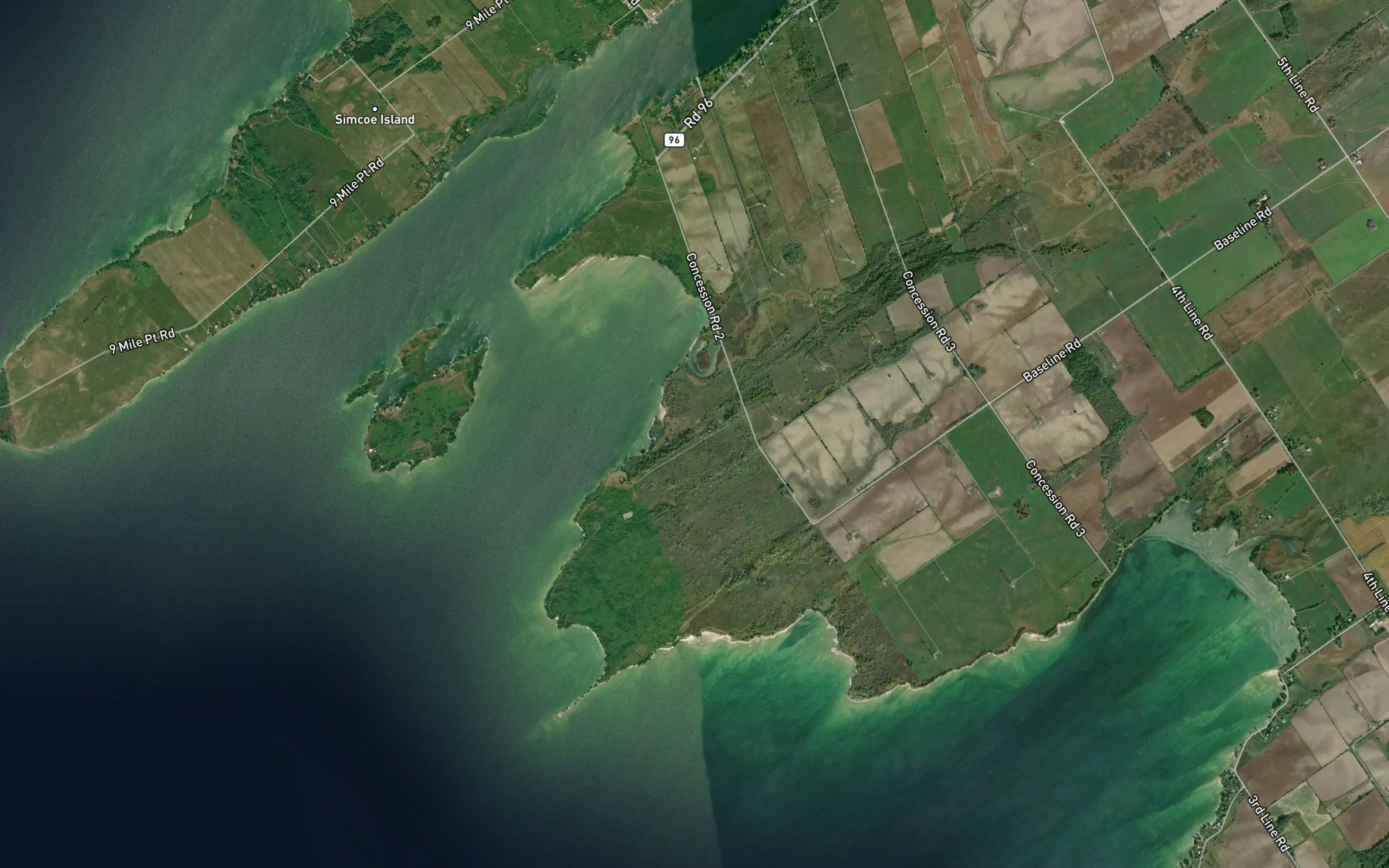 Satellite map of the Sand Bay