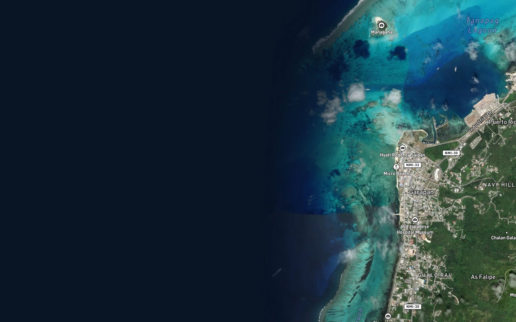 Satellite map of the Tanapag Entrance Channel