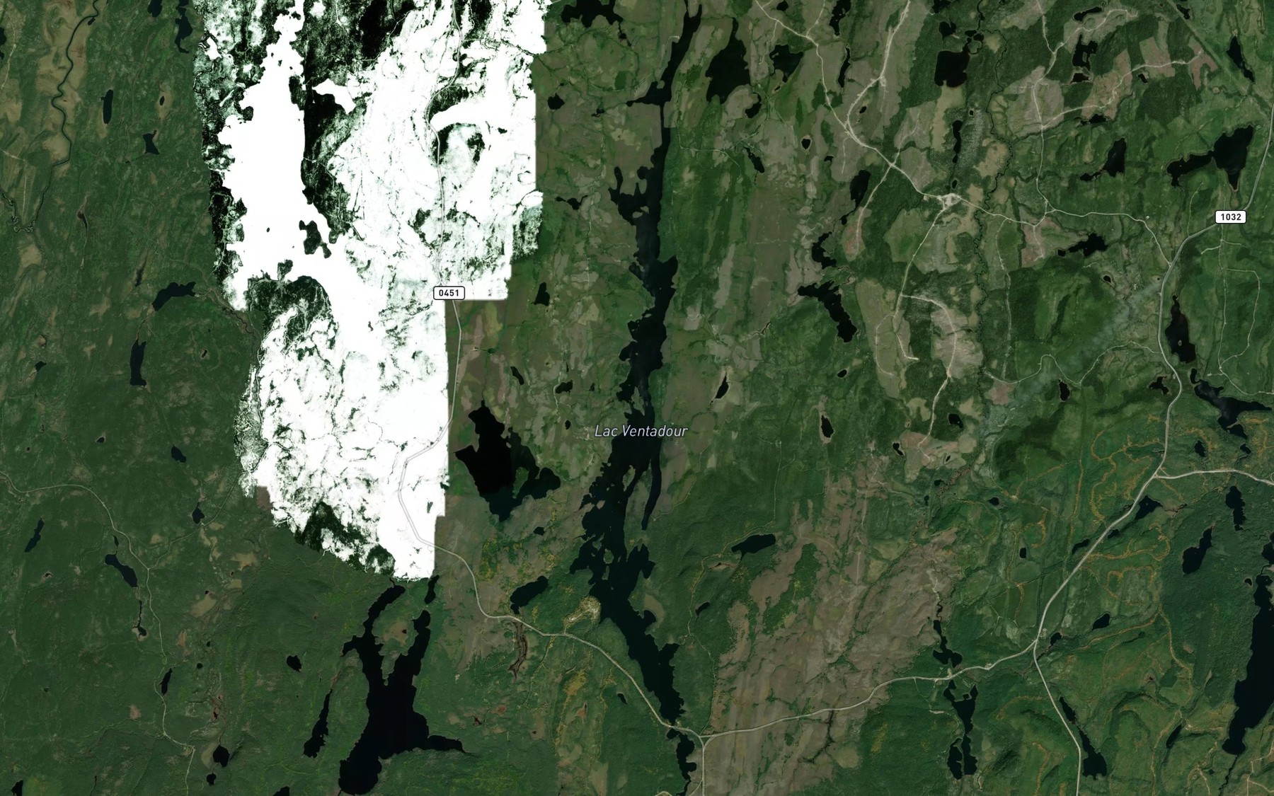 Satellite map of the Lac Ventadour