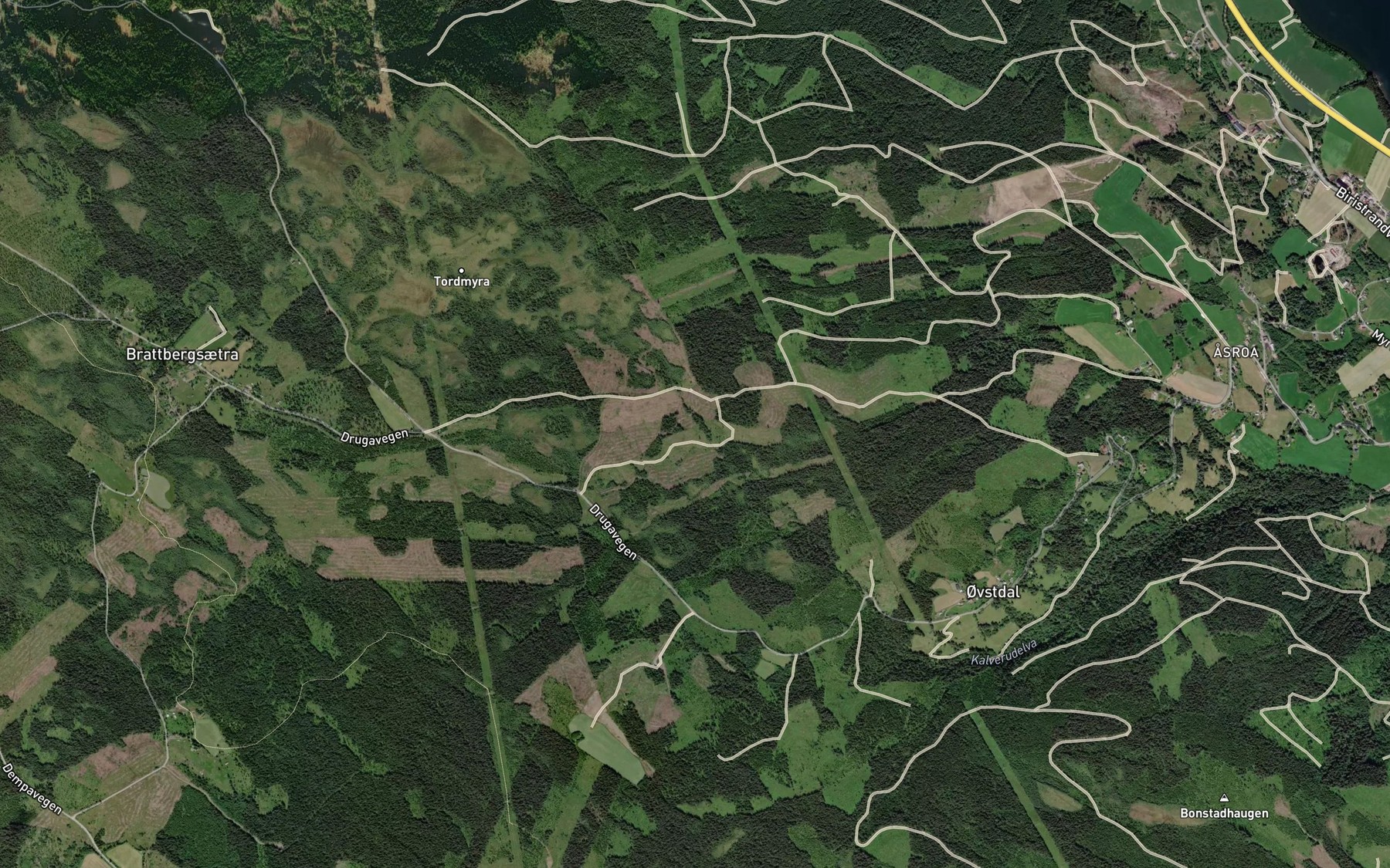 Satellite map of the Kalverudelva