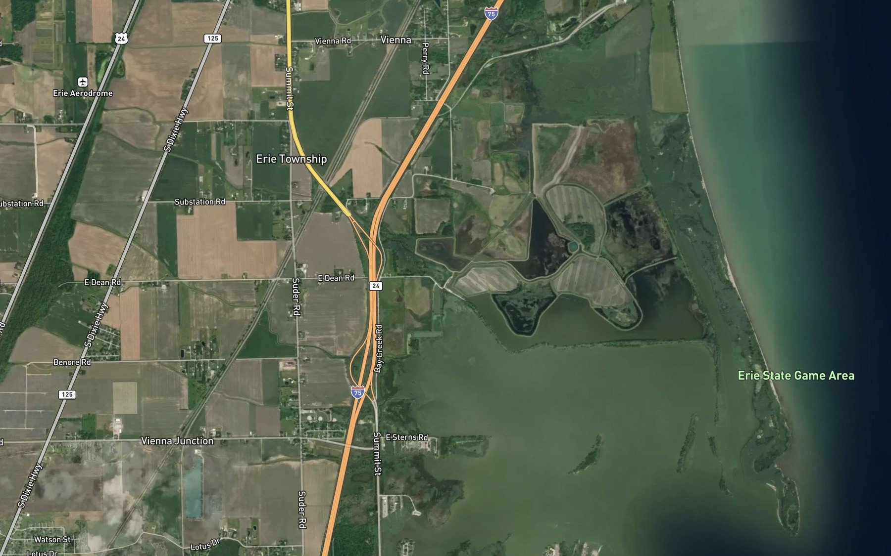 Satellite map of the Little Lake Creek