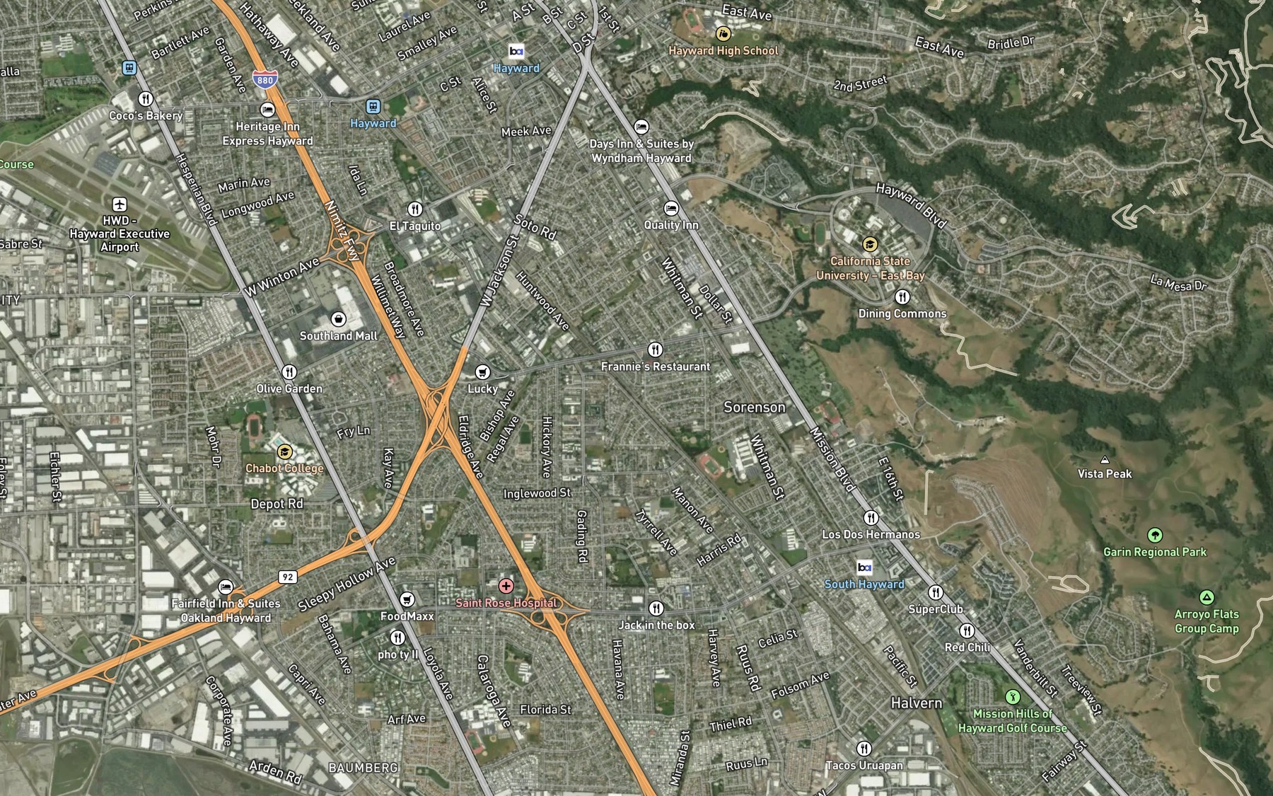 Satellite map of the Zeile Creek