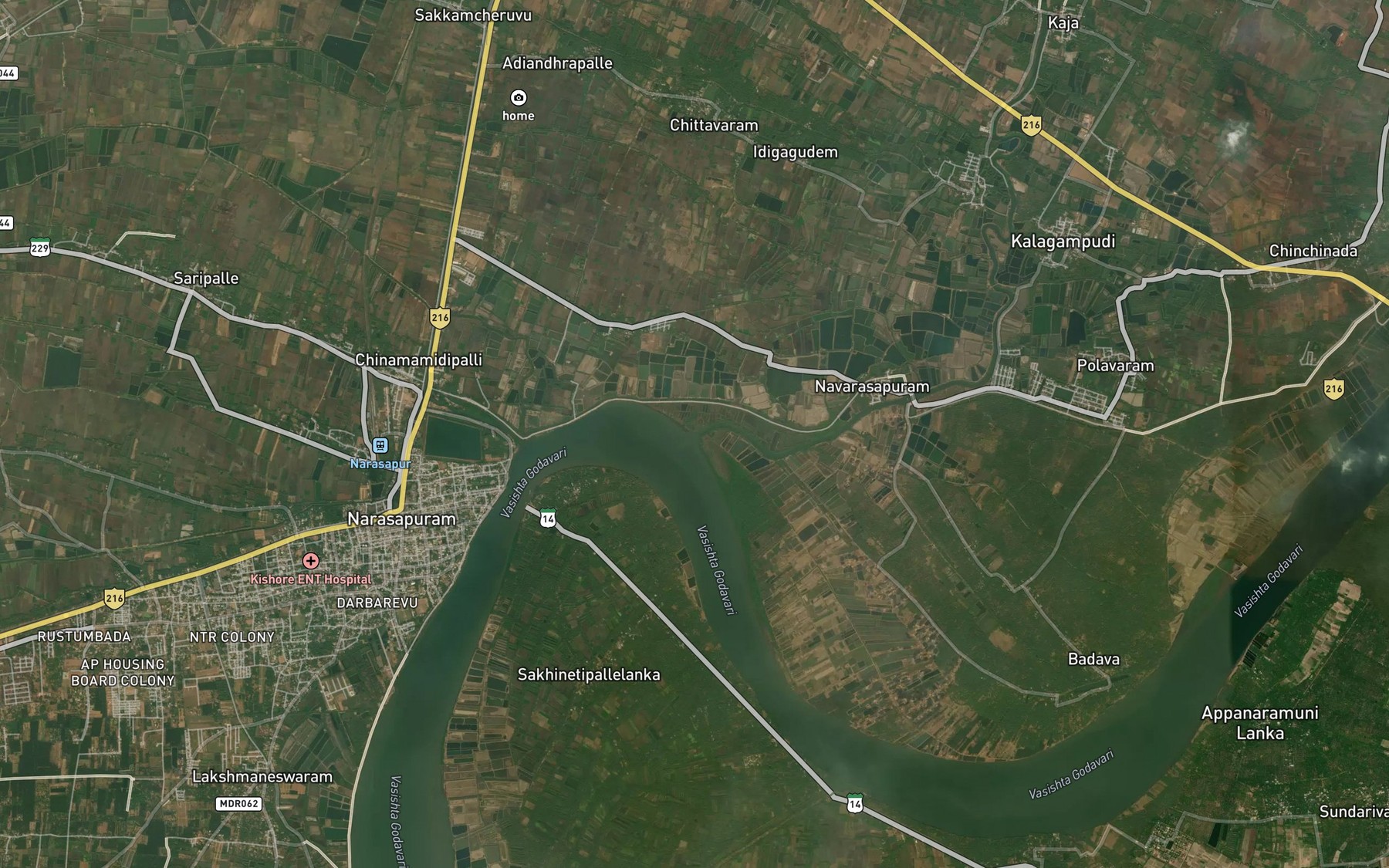 Satellite map of the Kaja Drain