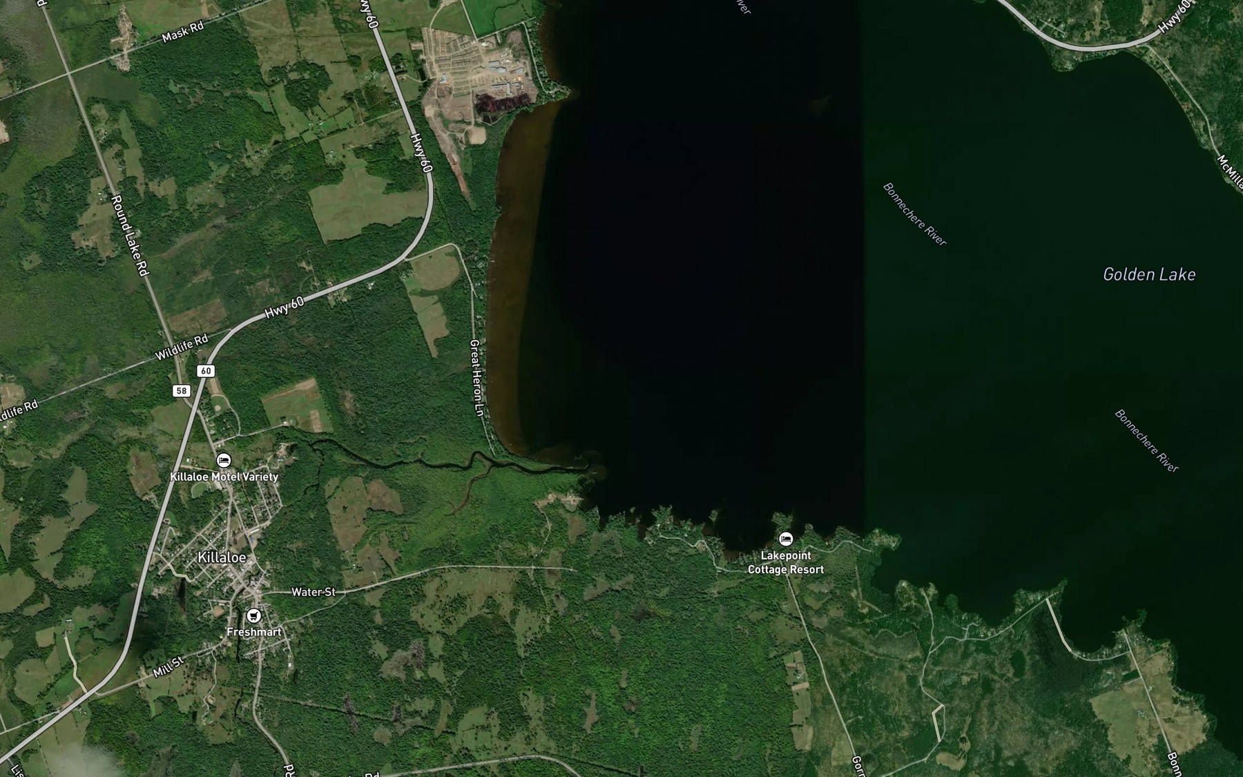 Satellite map of the Brennans Creek