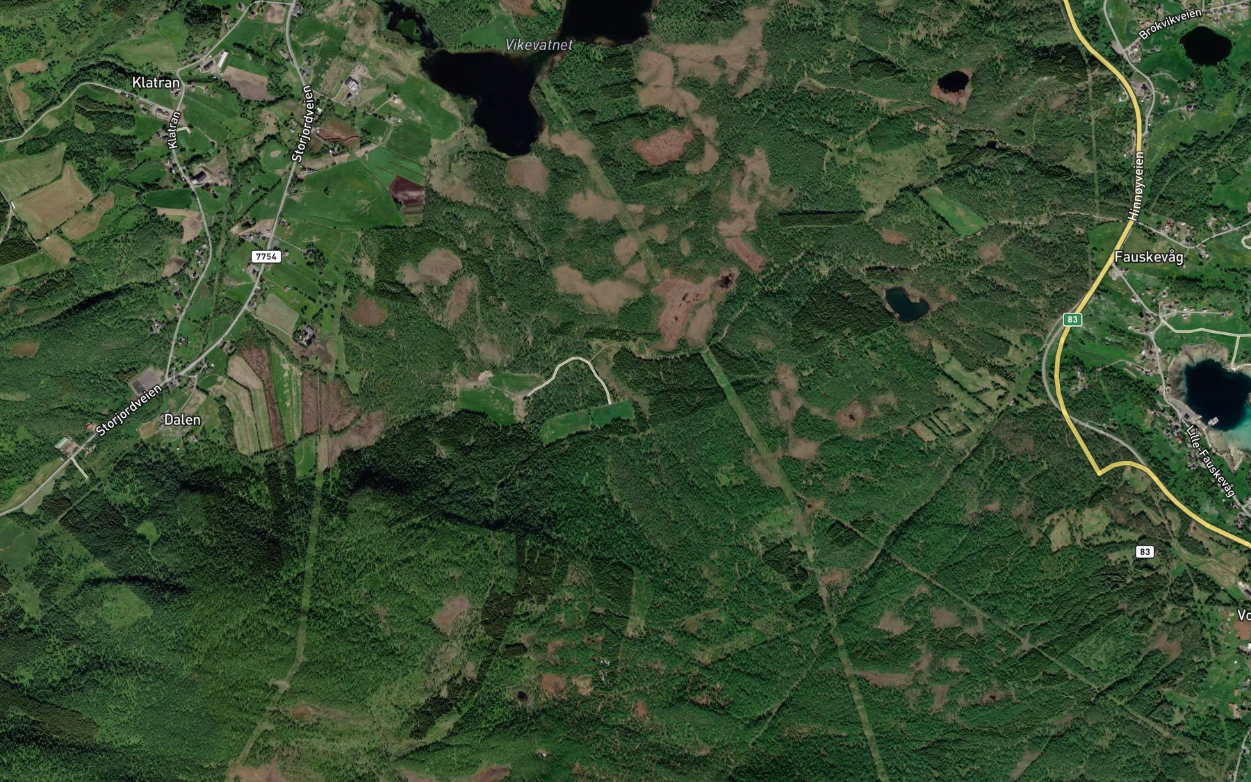 Satellite map of the Skavelva