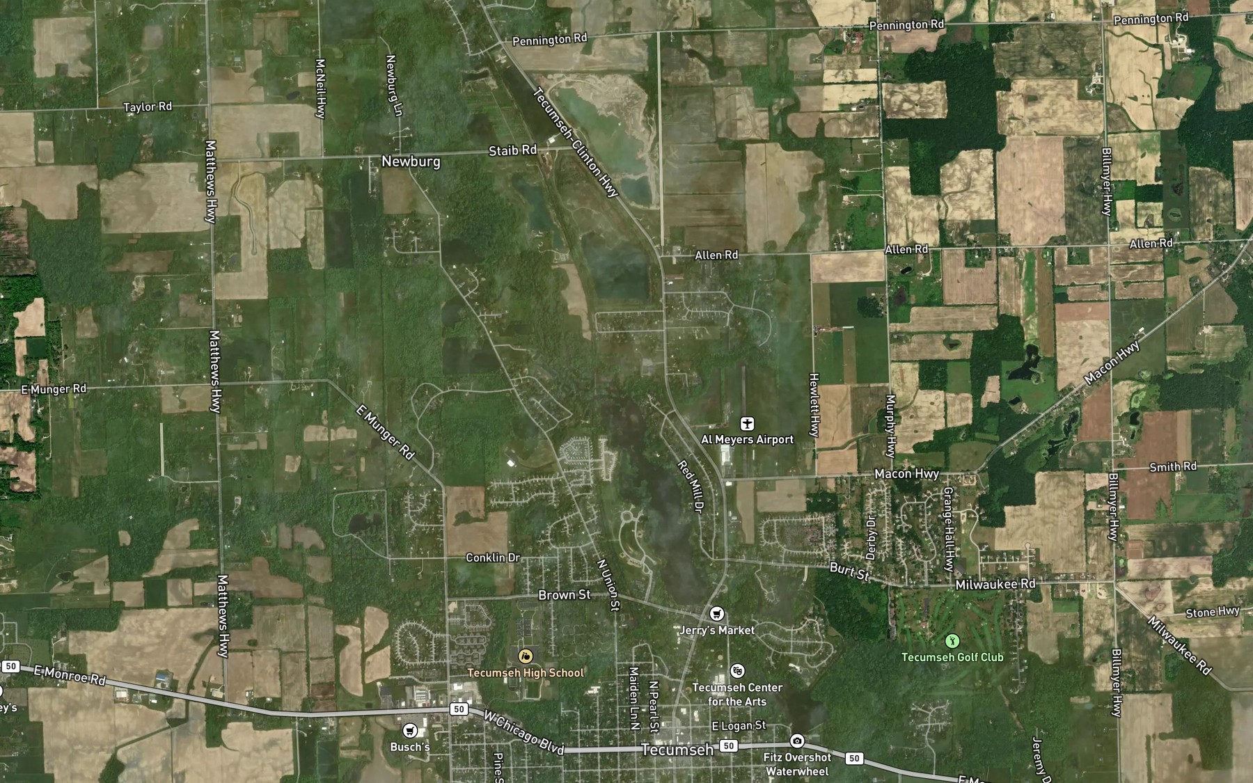 Satellite map of the Dillingham Creek