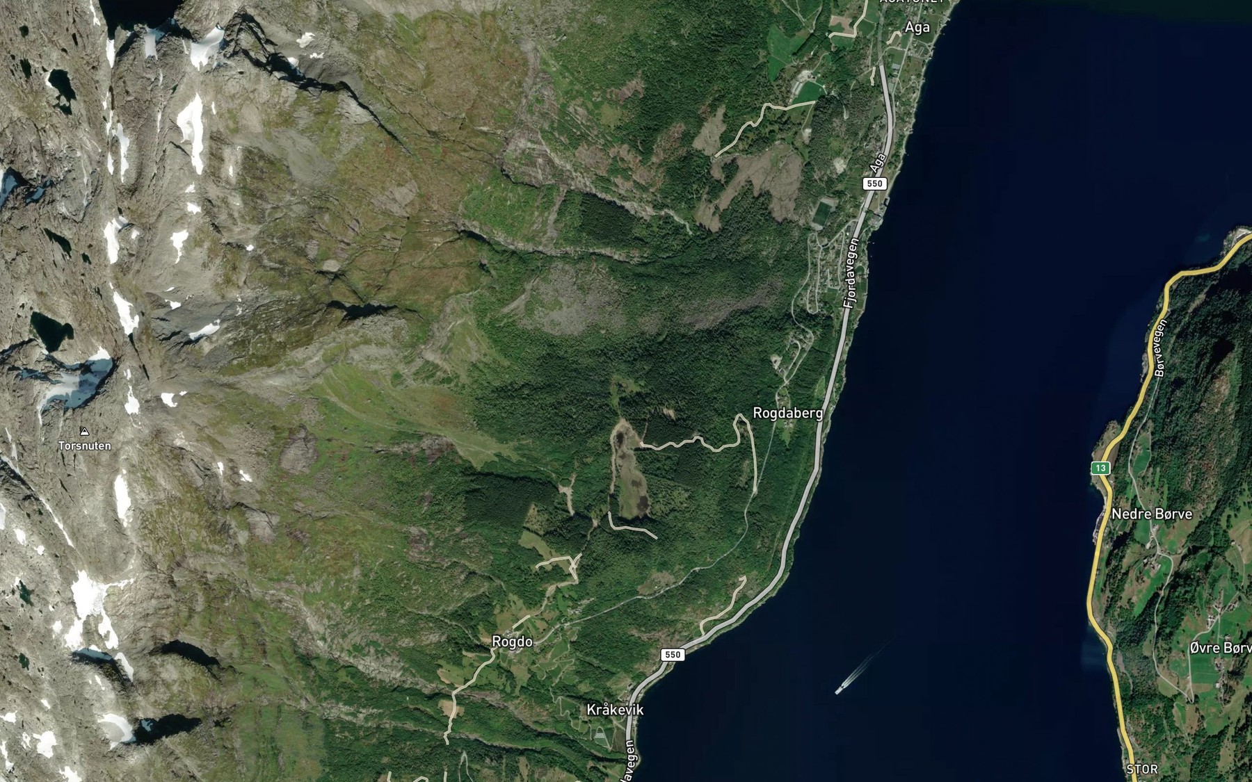 Satellite map of the Ljosetjorni