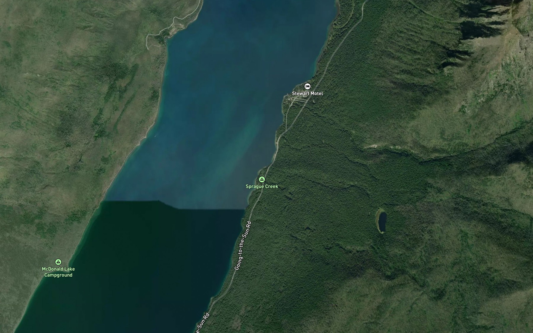 Satellite map of the Sprague Creek