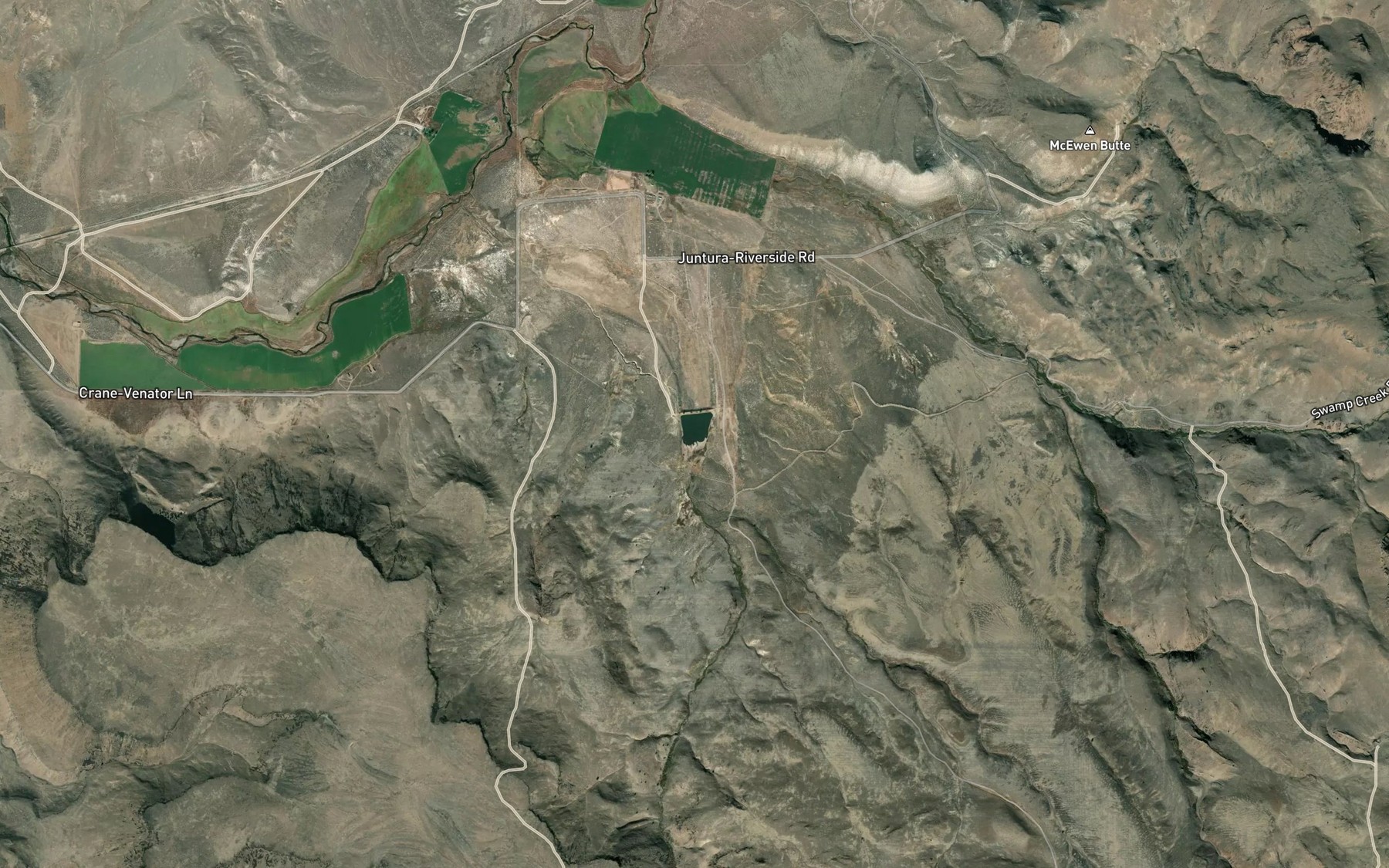 Satellite map of the Cob Creek Reservoir