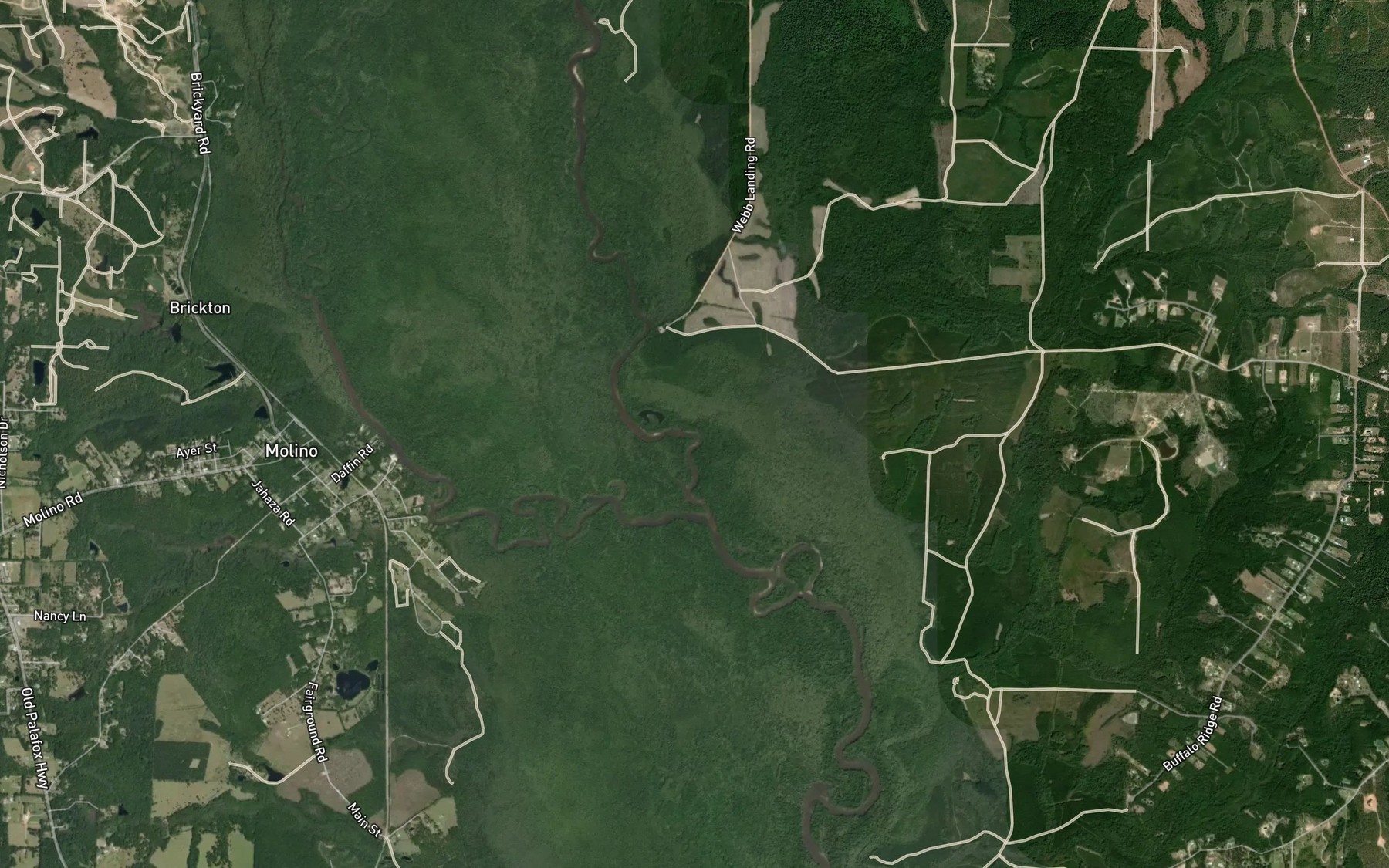 Satellite map of the Conecuh River