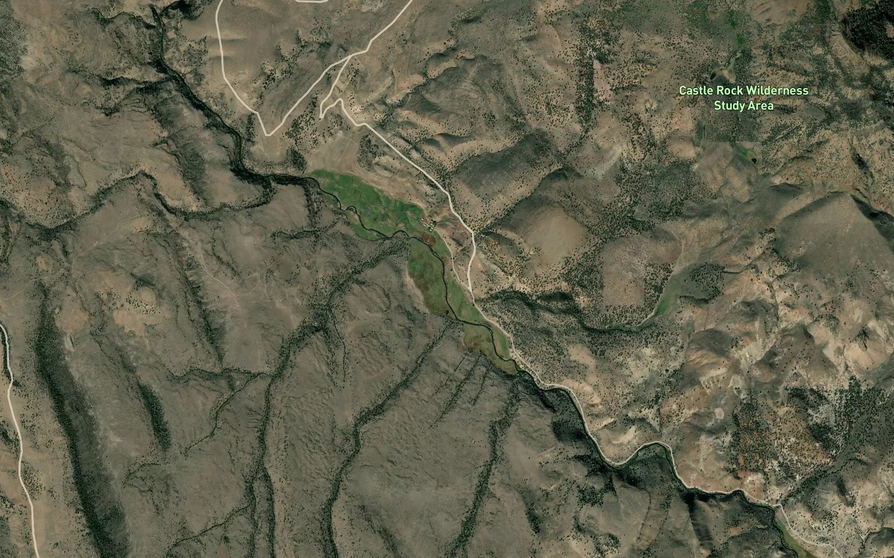 Satellite map of the Castle Rock Creek