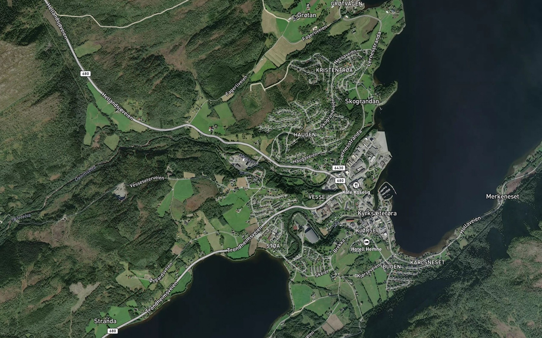 Satellite map of the Haugafossen