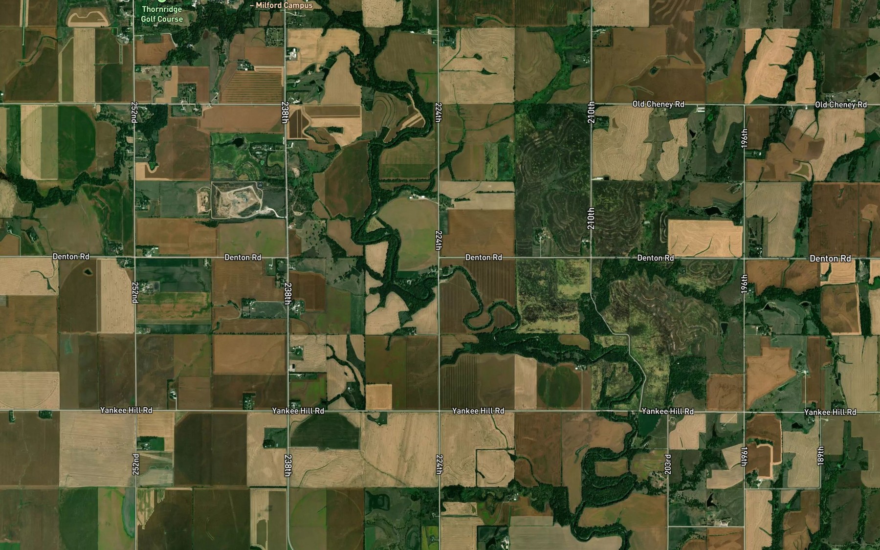 Satellite map of the Blue Bluffs Reservoir