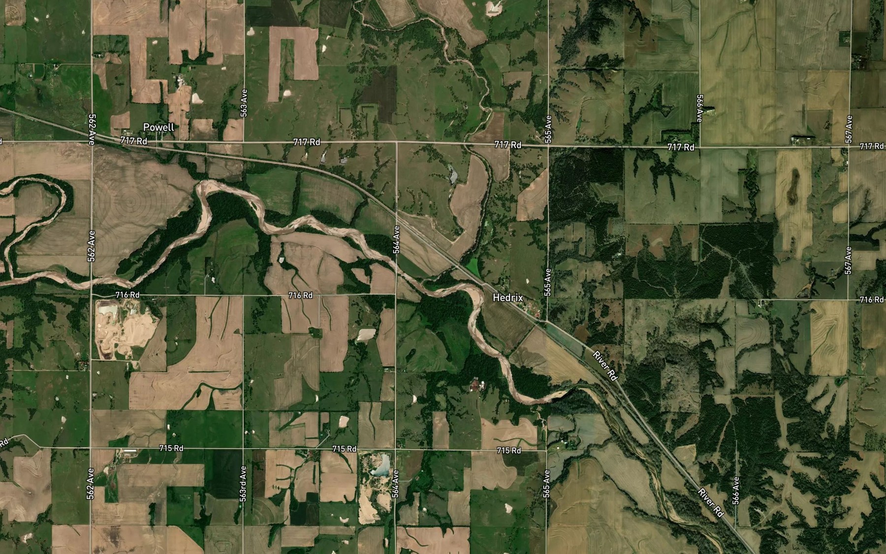 Satellite map of the Little Sandy Creek