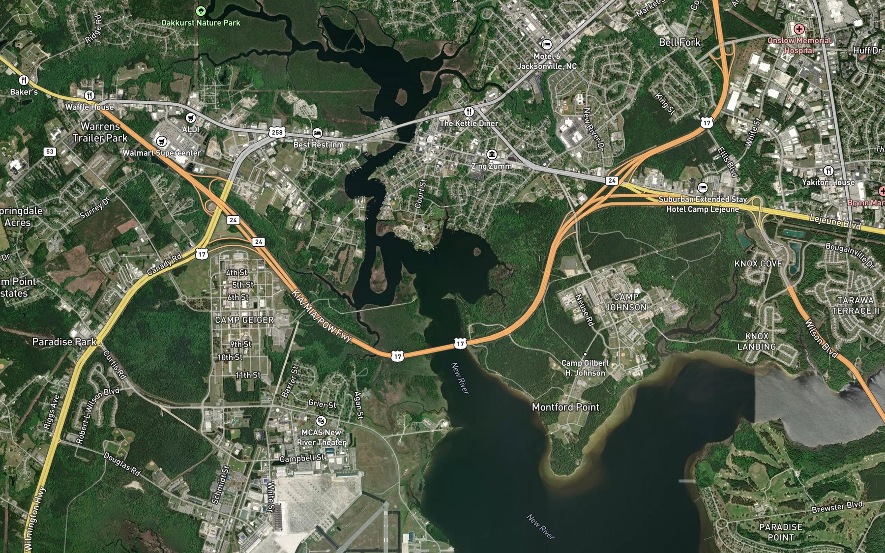 Satellite map of the Wilson Bay