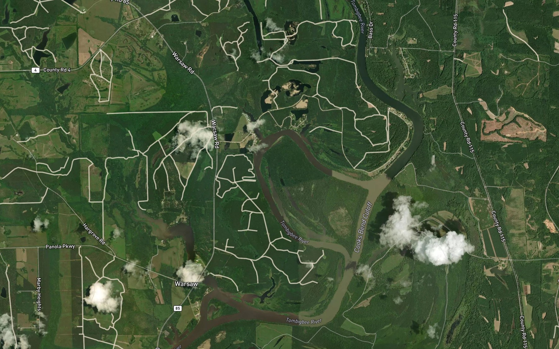 Satellite map of the Cooks Bend