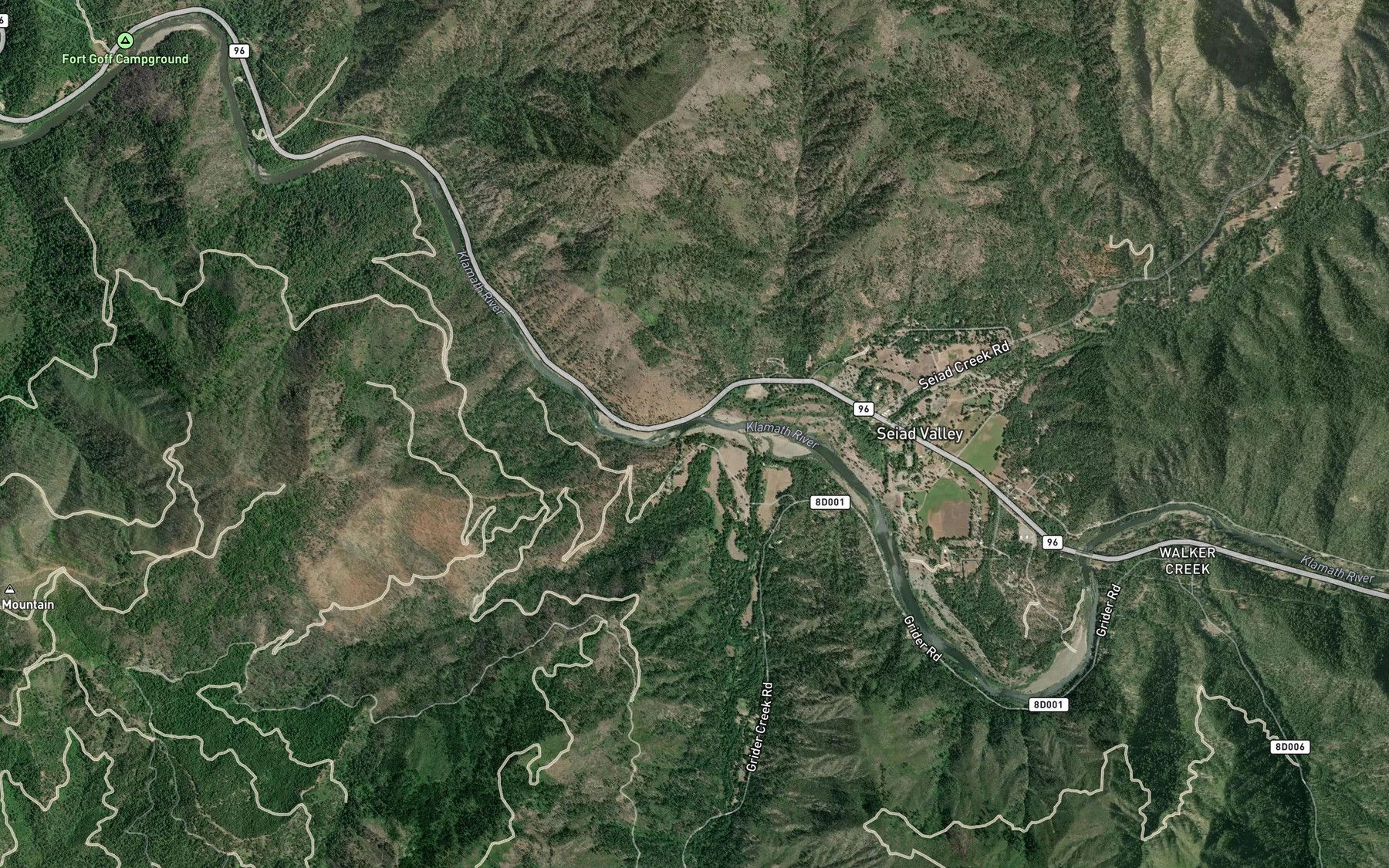 Satellite map of the West Grider Creek