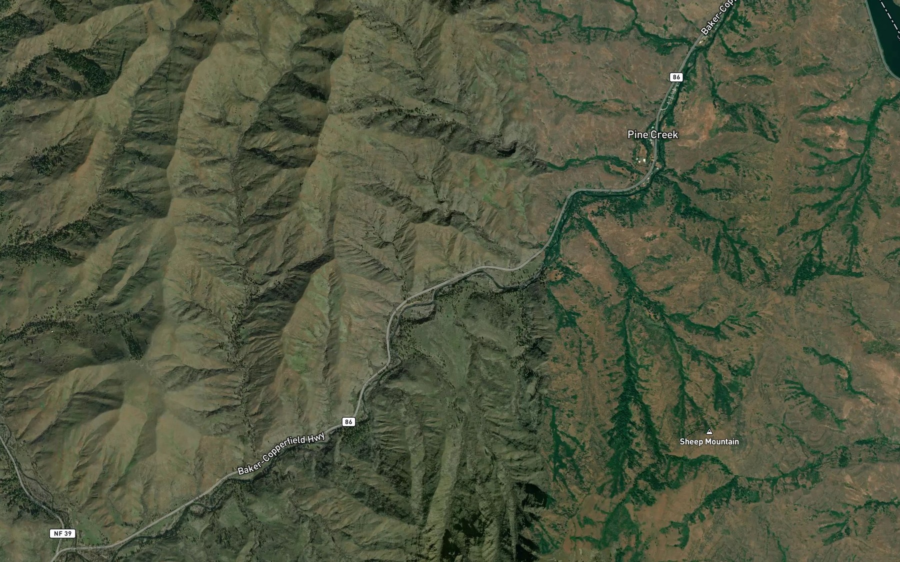 Satellite map of the Holt Creek