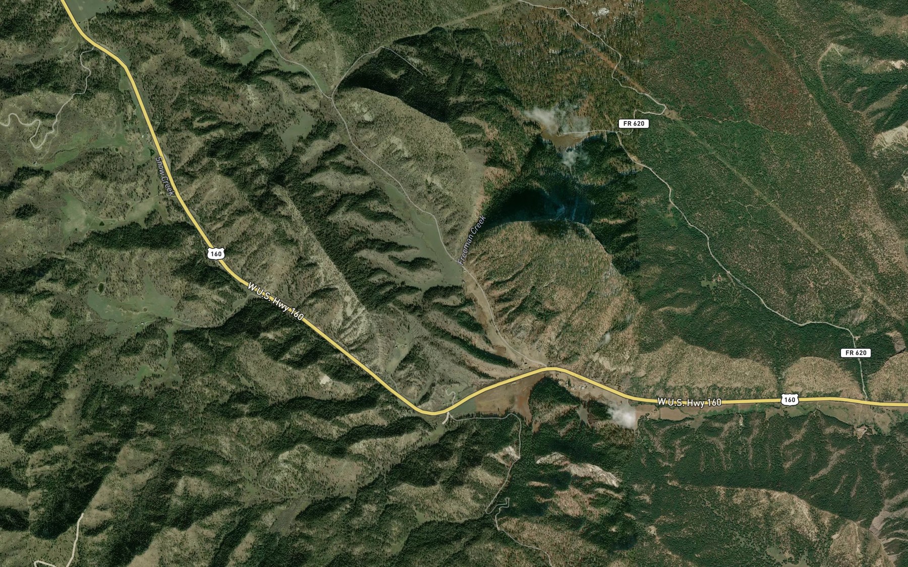 Satellite map of the Freeman Creek