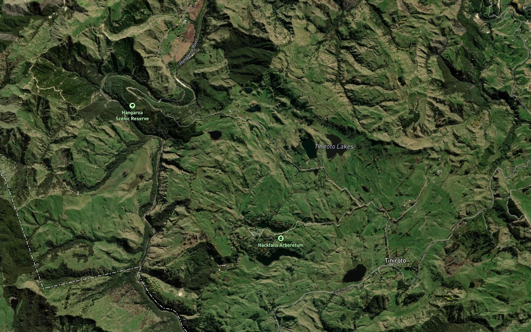 Satellite map of the Tiniroto Lakes