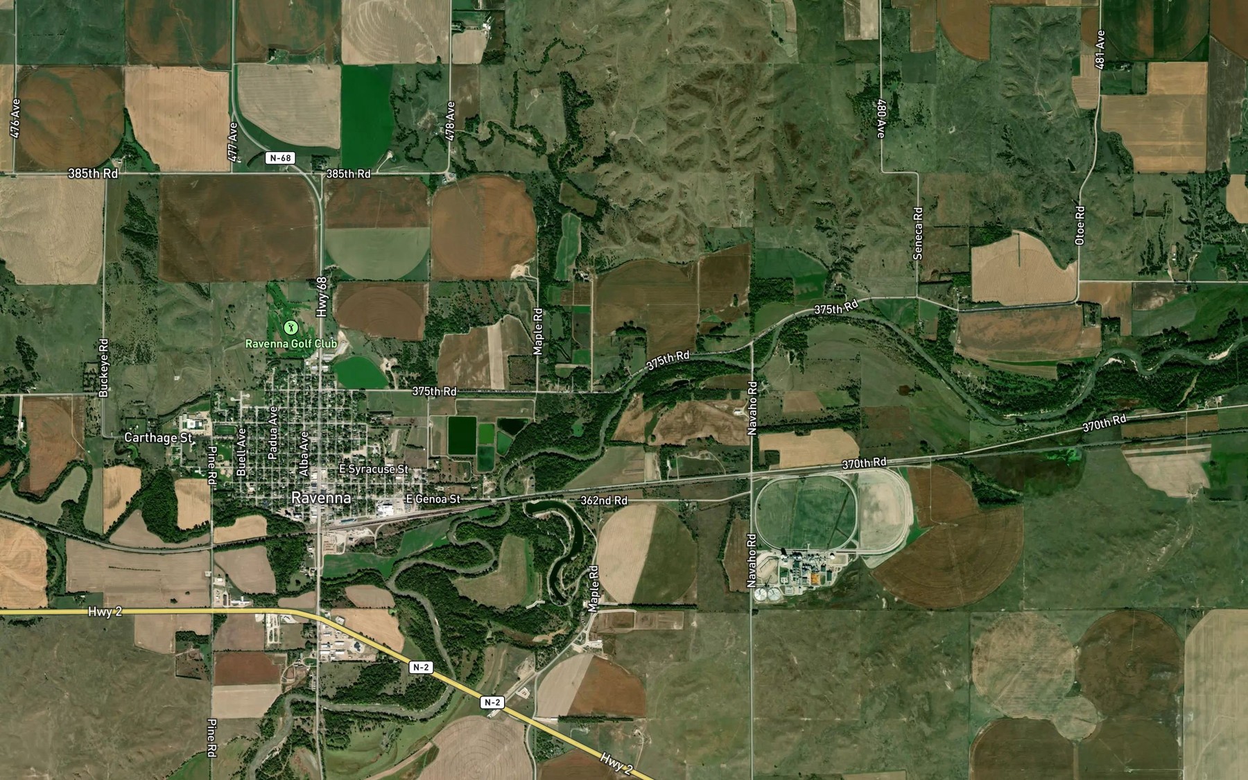 Satellite map of the Beaver Creek