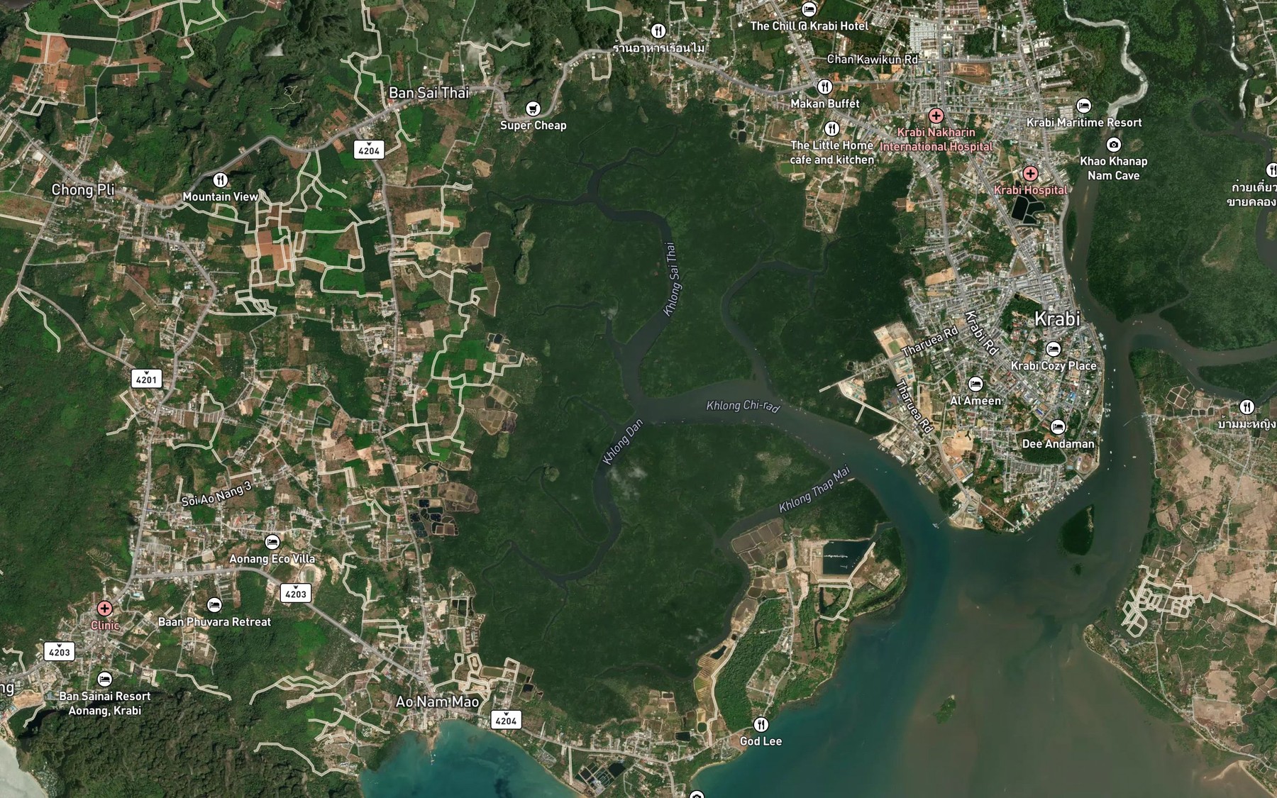 Satellite map of the Khlong Sai Thai